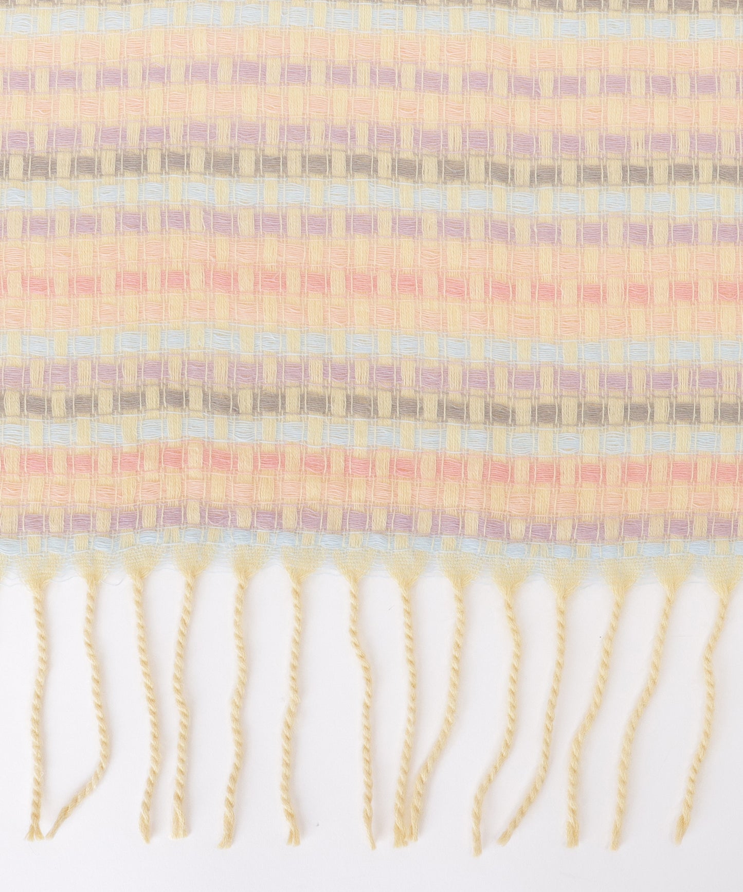 配色 チェック フリンジ ニット マフラー