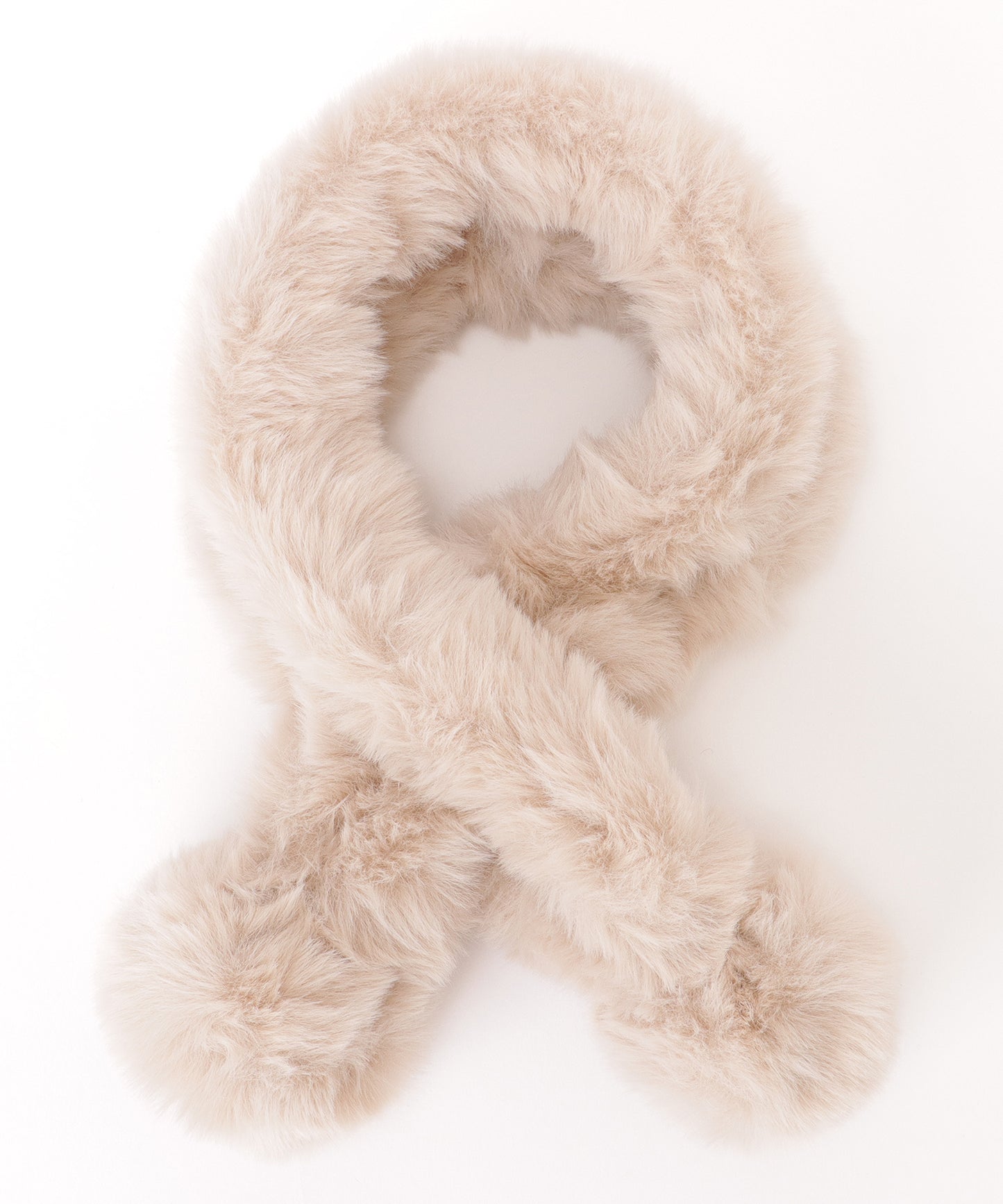 ポンポン付き ラビット風 シンプル ファー ティペット