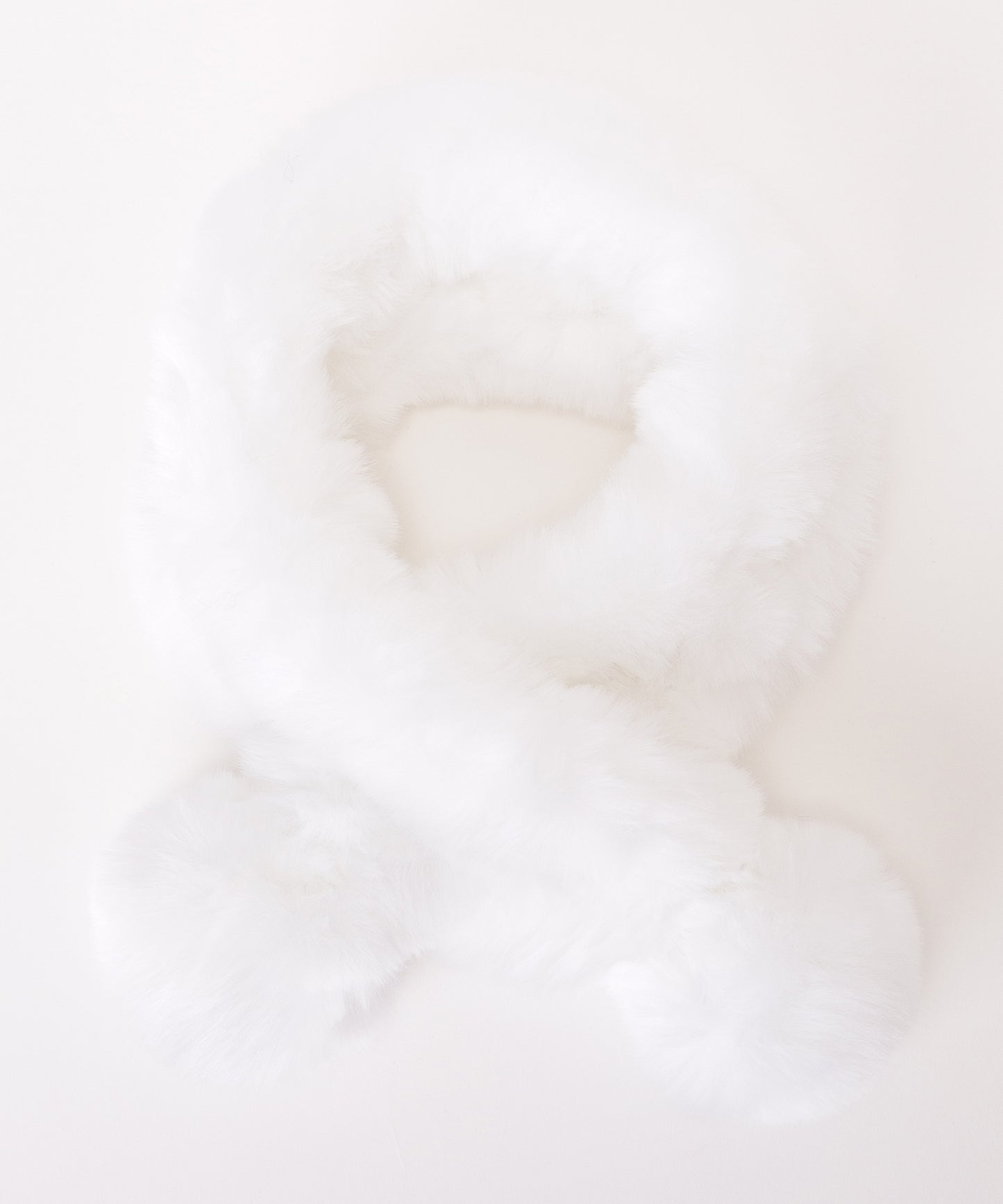 ポンポン付き ラビット風 シンプル ファー ティペット