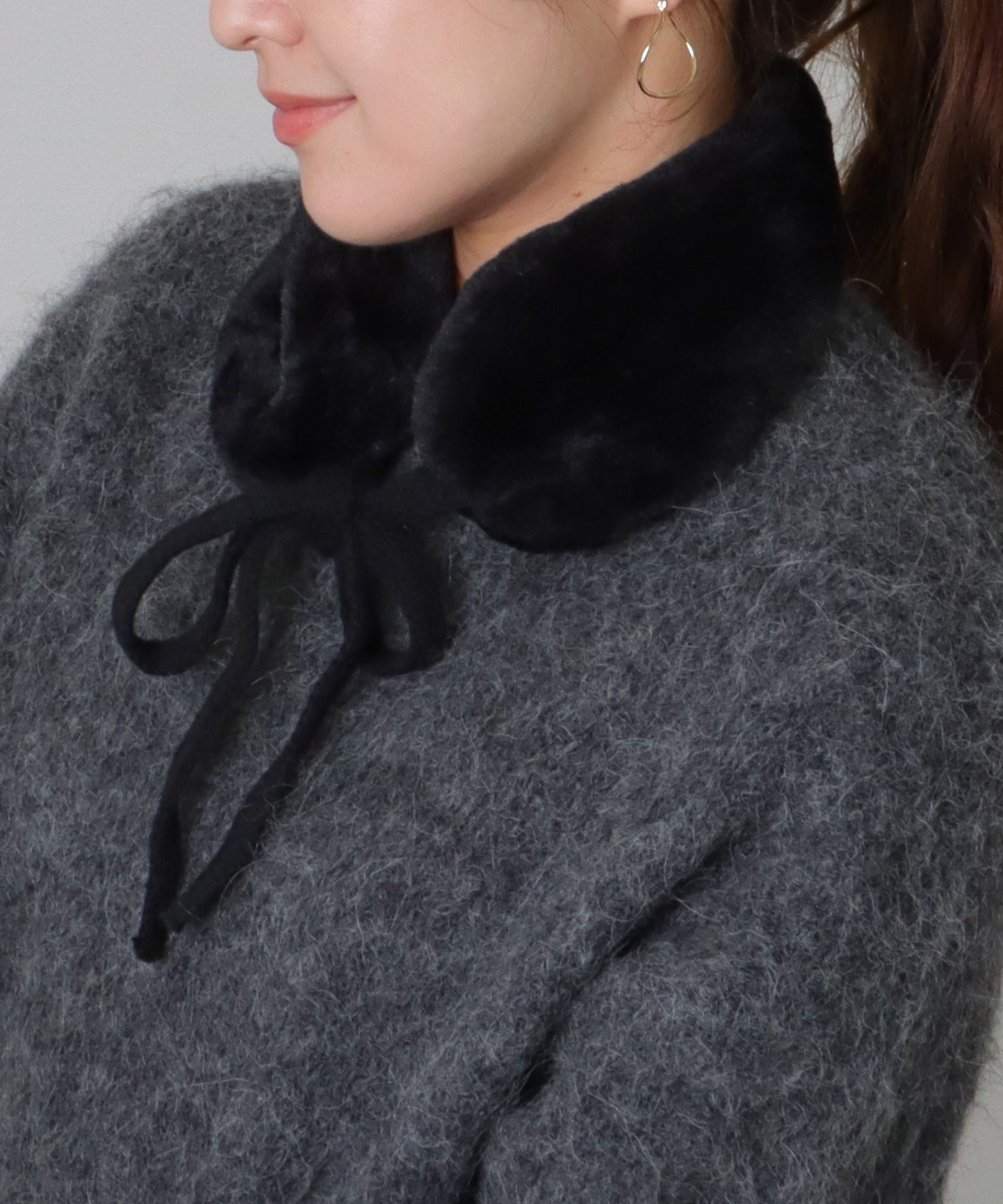 ニット リボン付き 2WAY ファー ティペット