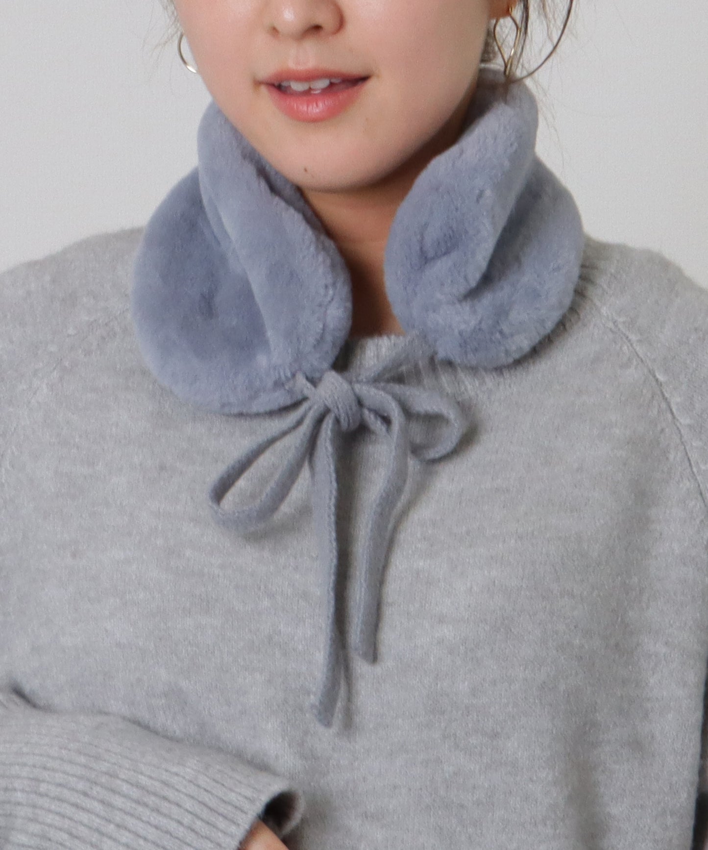 ニット リボン付き 2WAY ファー ティペット