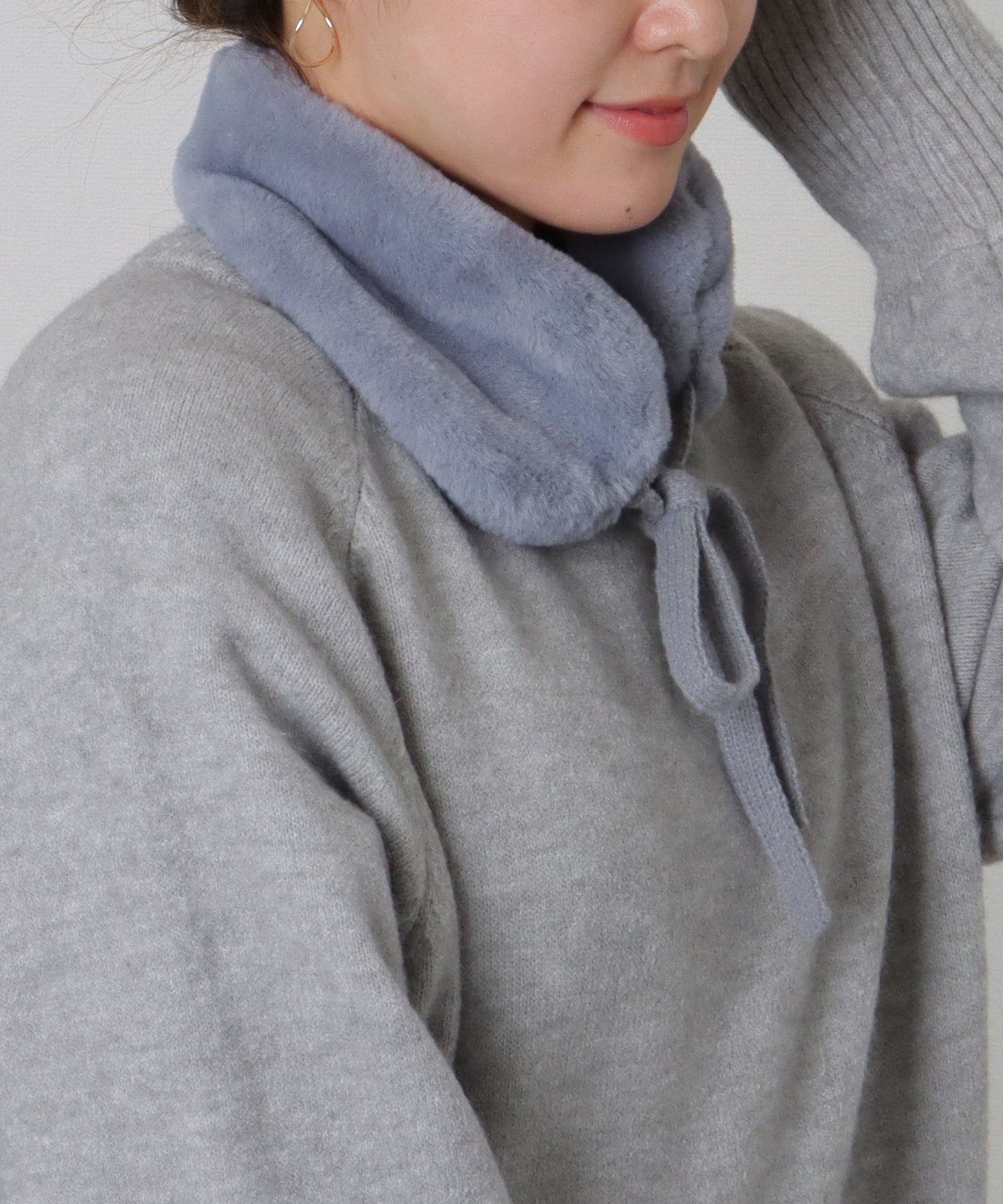 ニット リボン付き 2WAY ファー ティペット