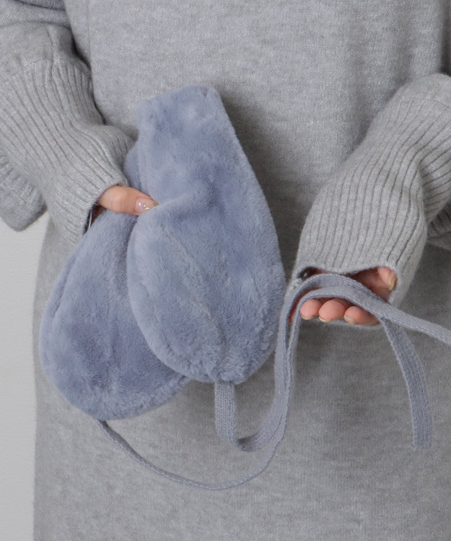 ニット リボン付き 2WAY ファー ティペット