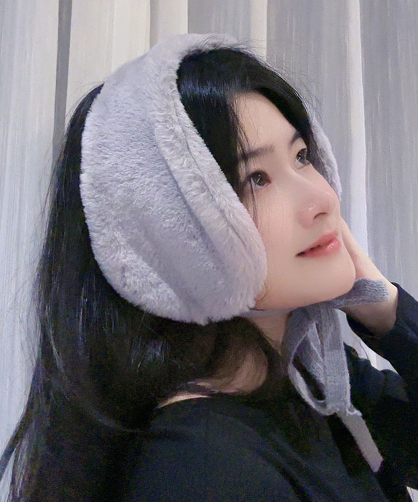 ニット リボン付き 2WAY ファー ティペット