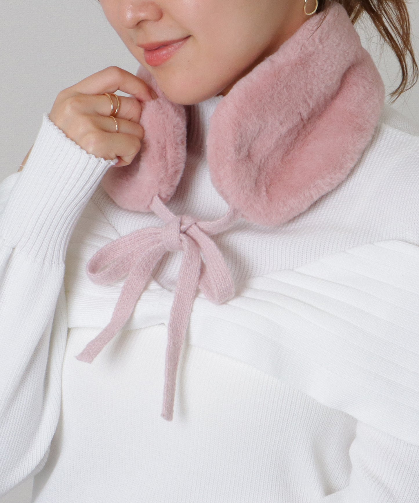 ニット リボン付き 2WAY ファー ティペット