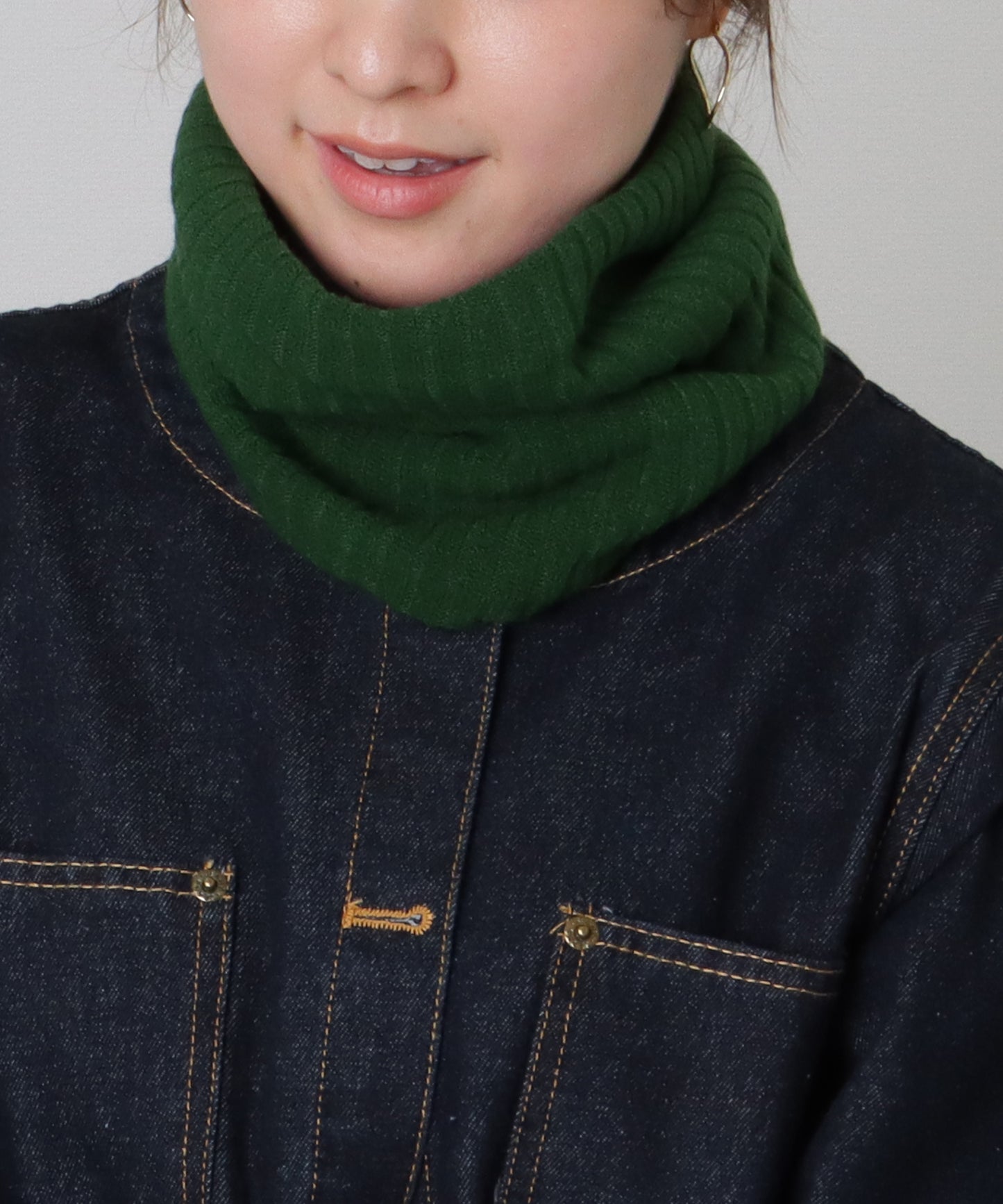 裏ファー ソリッドカラー リブ ニット ネックウォーマー