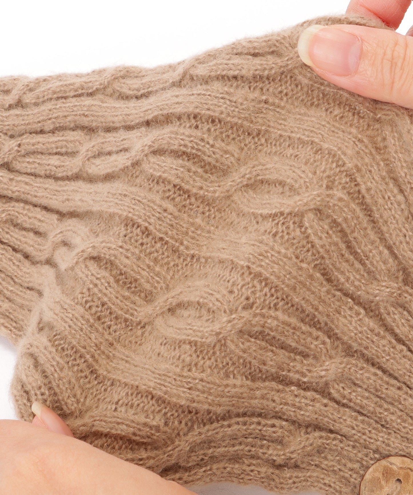 ソリッドカラー ボタン付き ケーブル ニット マフラー