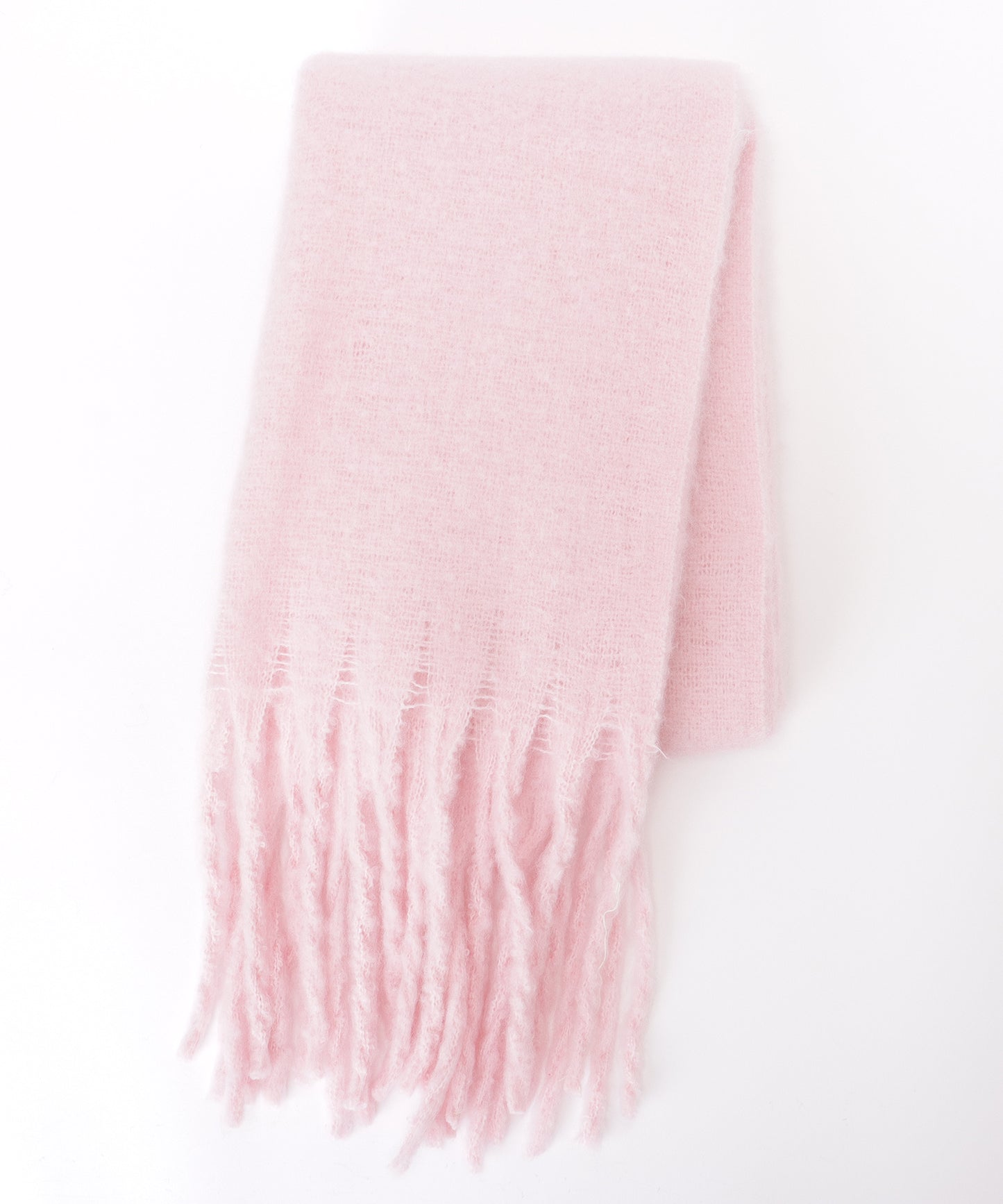 ソリッドカラー シンプル ニット フリンジ マフラー