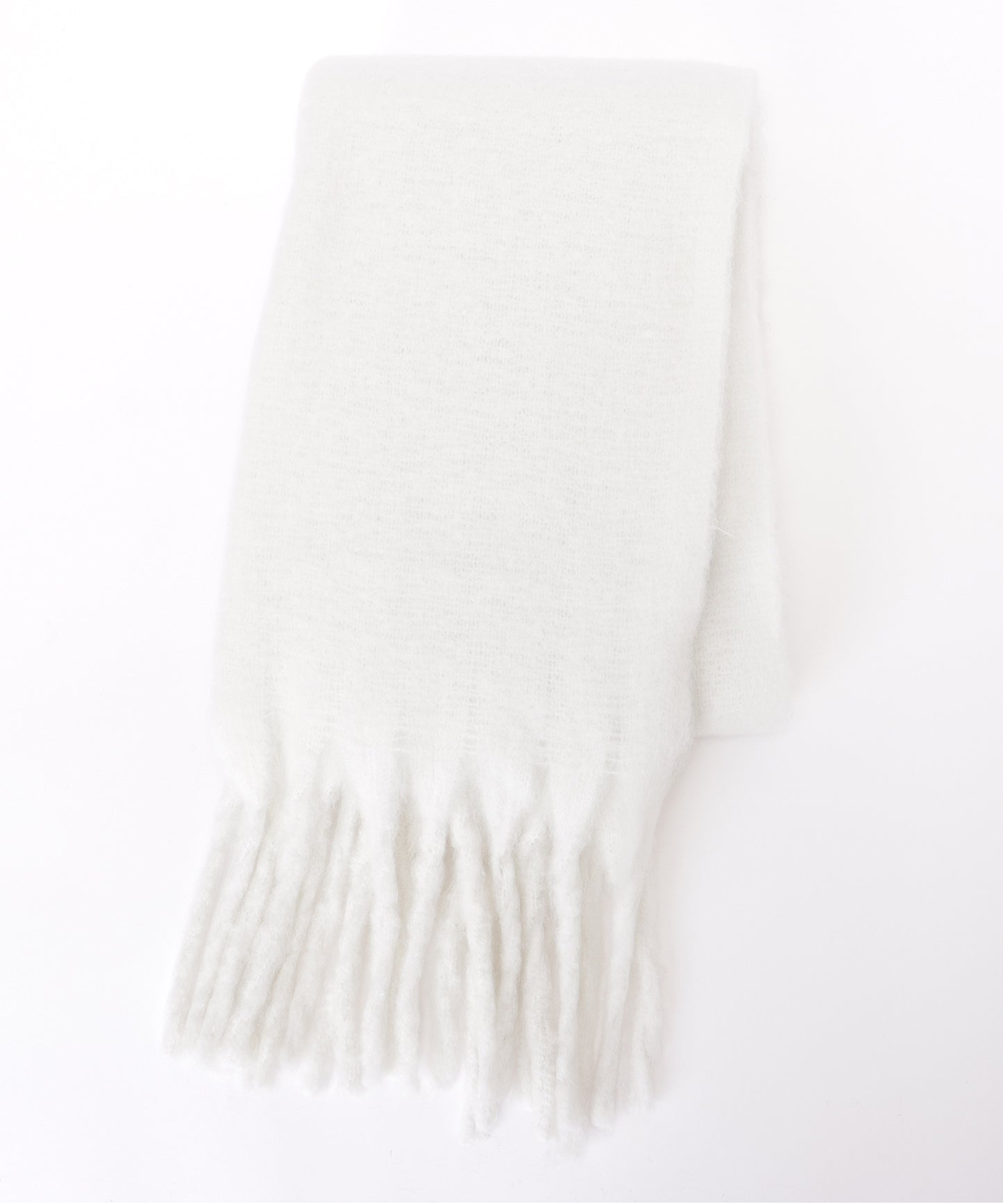 ソリッドカラー シンプル ニット フリンジ マフラー