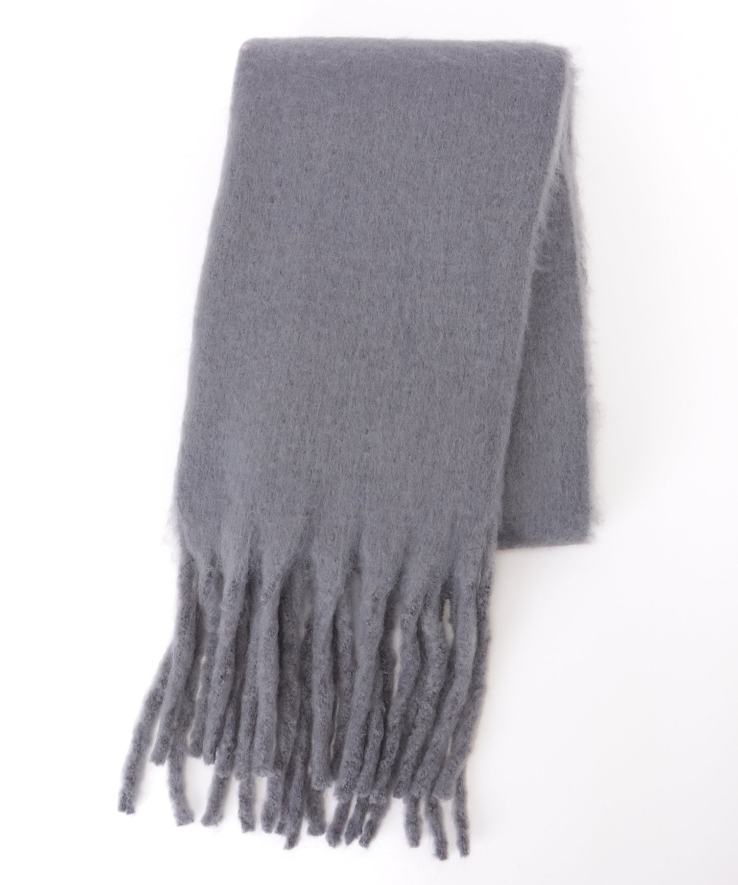 ソリッドカラー シンプル ニット フリンジ マフラー