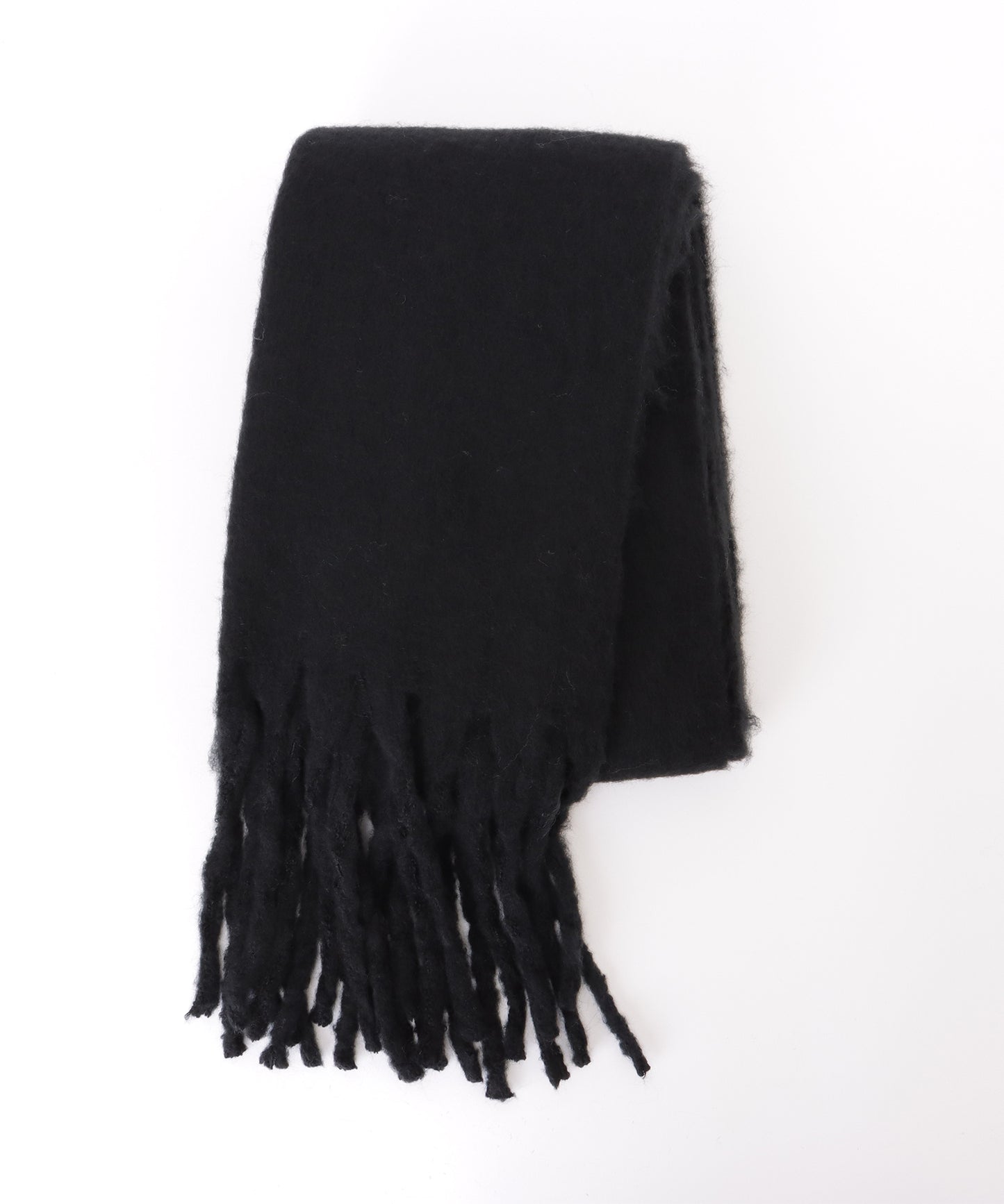 ソリッドカラー シンプル ニット フリンジ マフラー