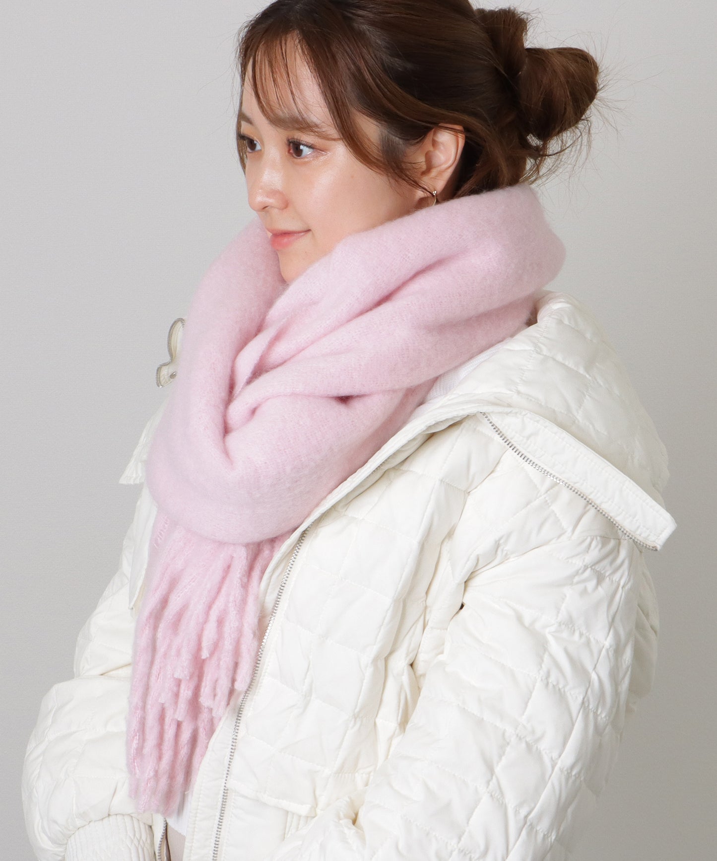 ソリッドカラー シンプル ニット フリンジ マフラー