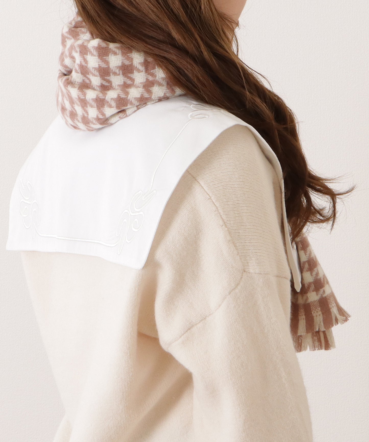 千鳥格子柄クラシカルフリンジマフラー