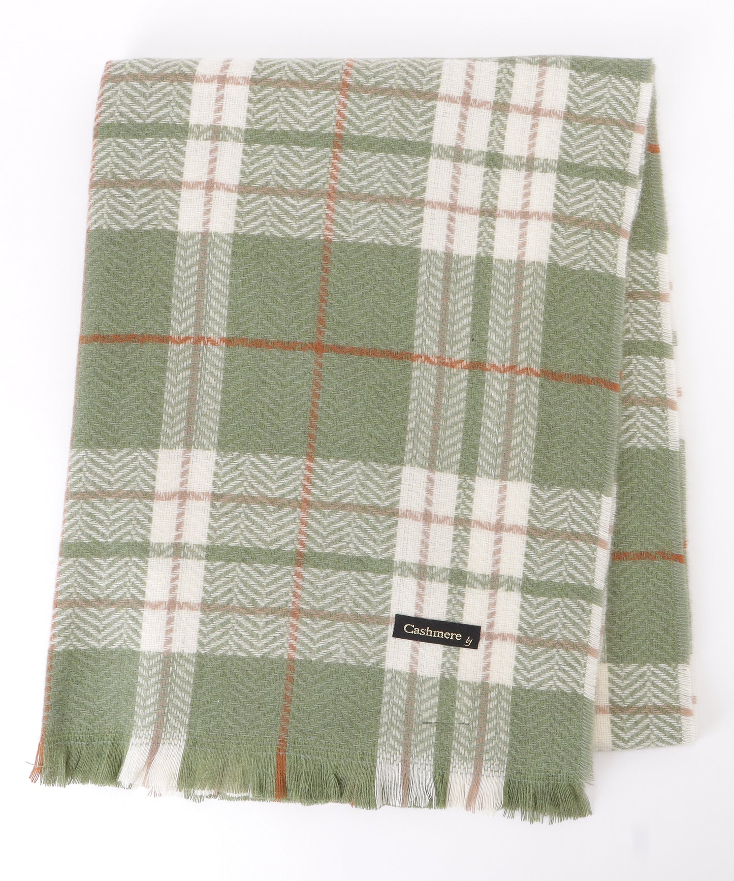 チェック柄カシミヤタッチフリンジマフラー