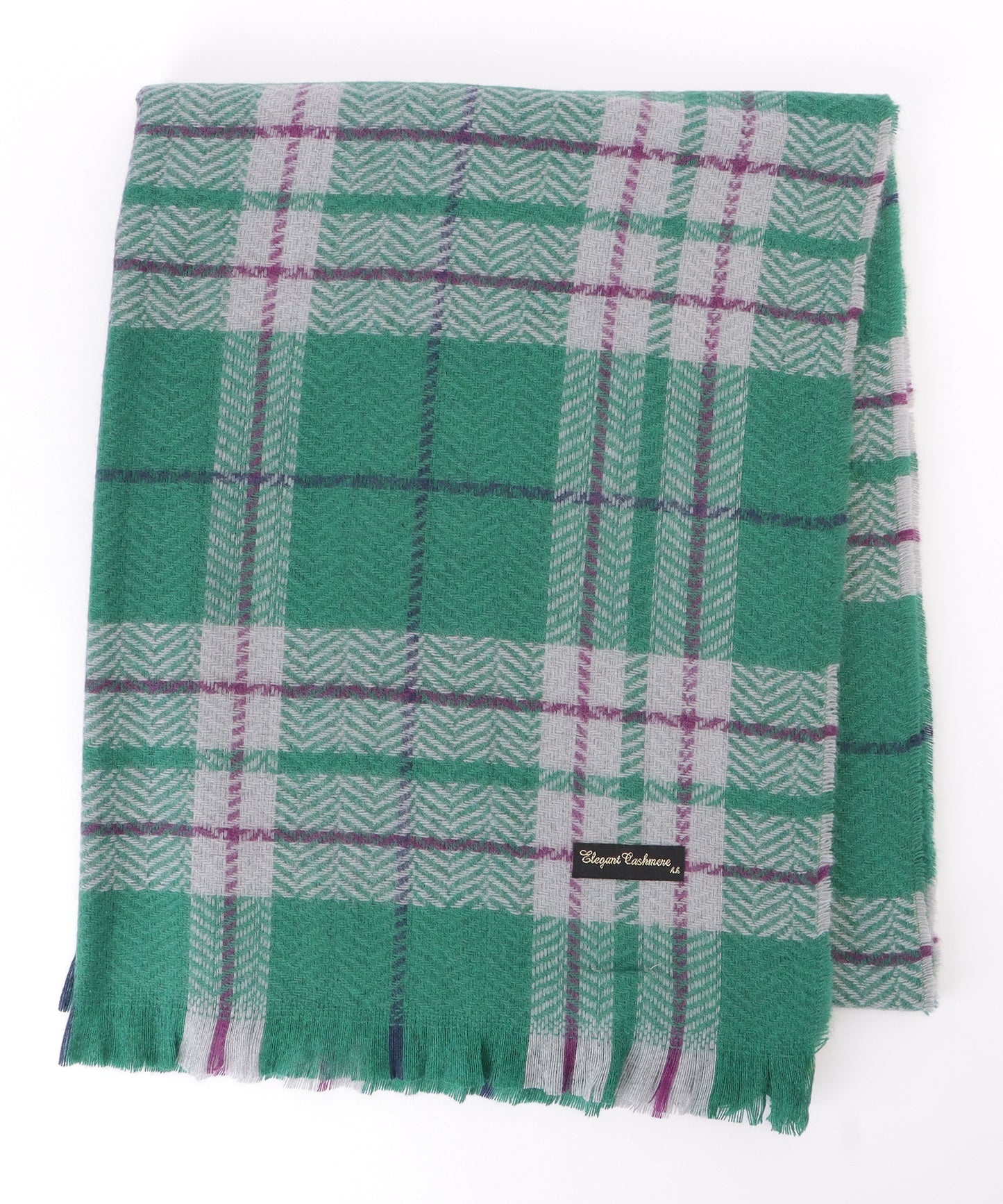 チェック柄カシミヤタッチフリンジマフラー