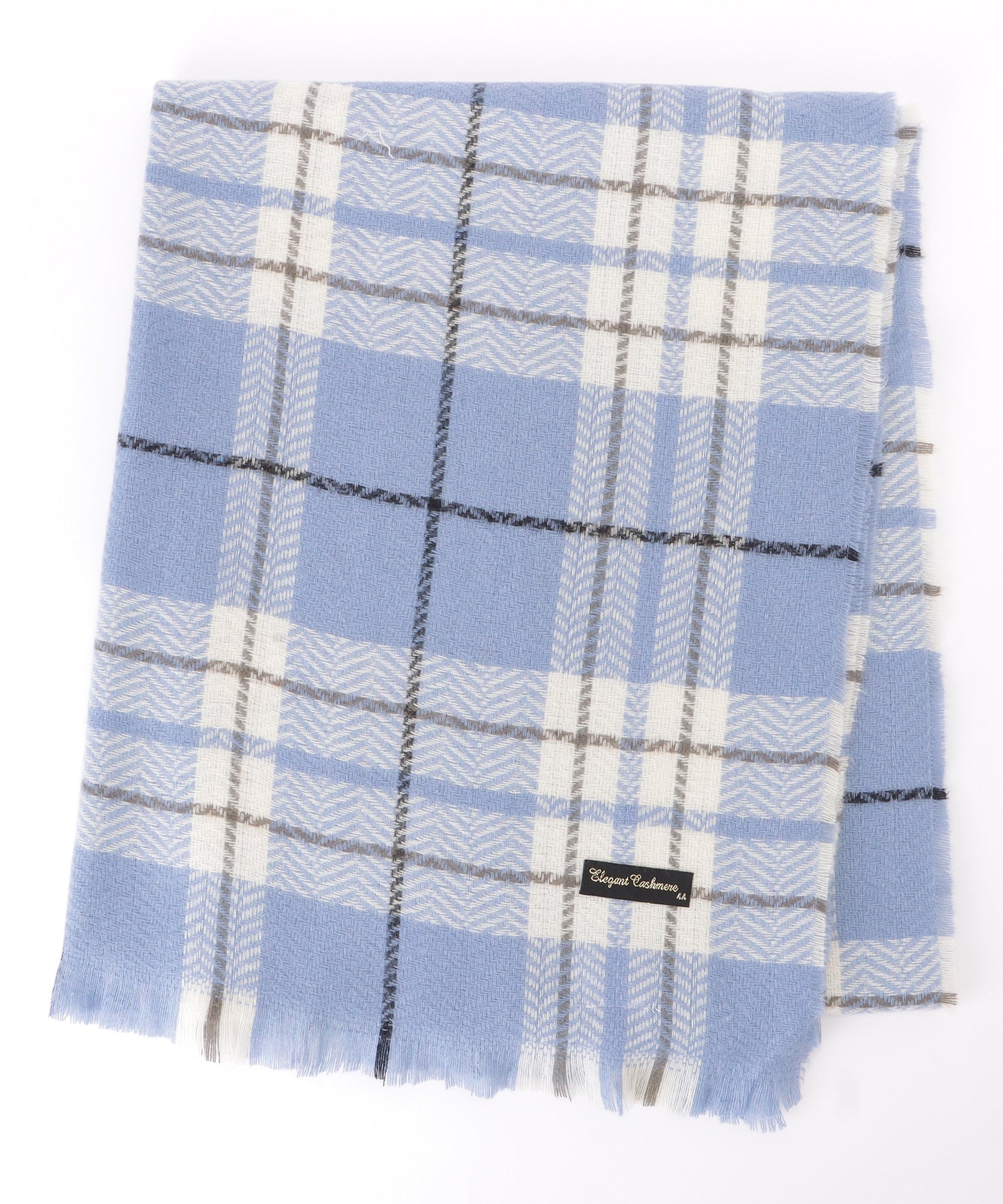 チェック柄カシミヤタッチフリンジマフラー