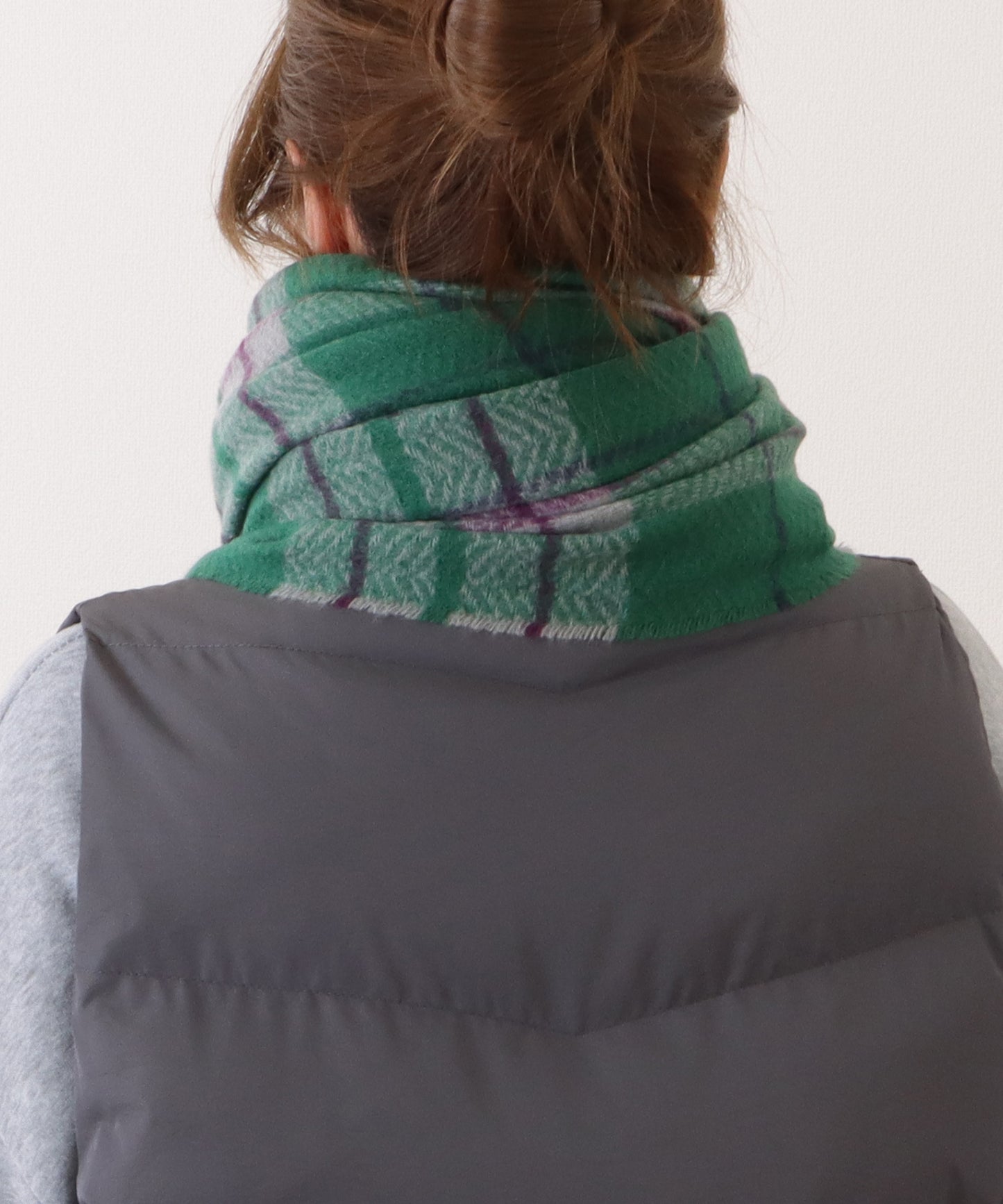 チェック柄カシミヤタッチフリンジマフラー