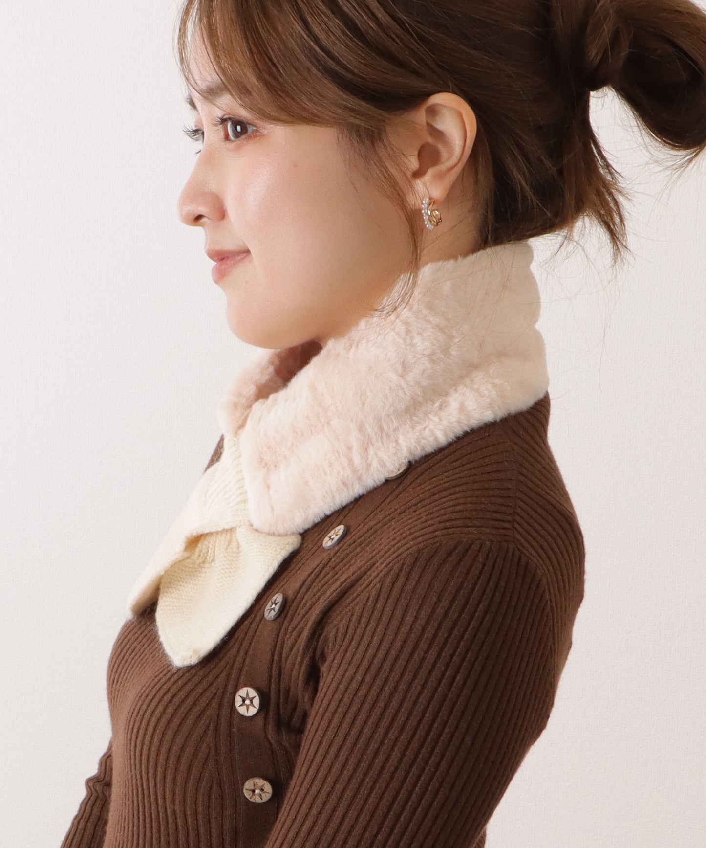 ニットドッキングリボン風ファーティペット