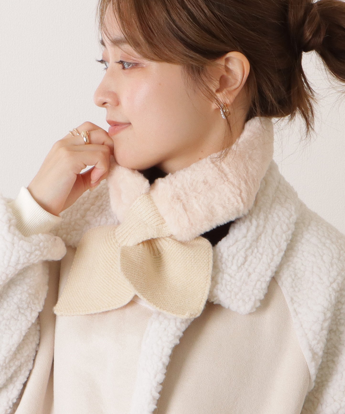 ニットドッキングリボン風ファーティペット