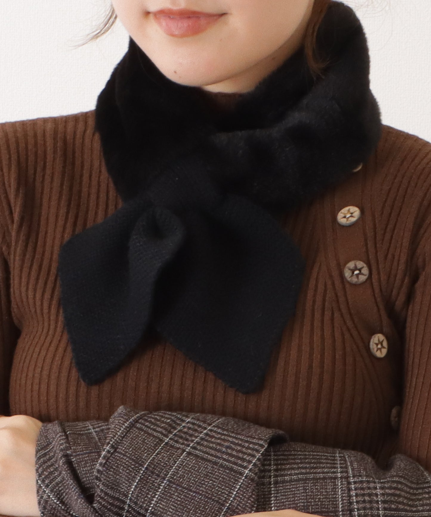 ニットドッキングリボン風ファーティペット