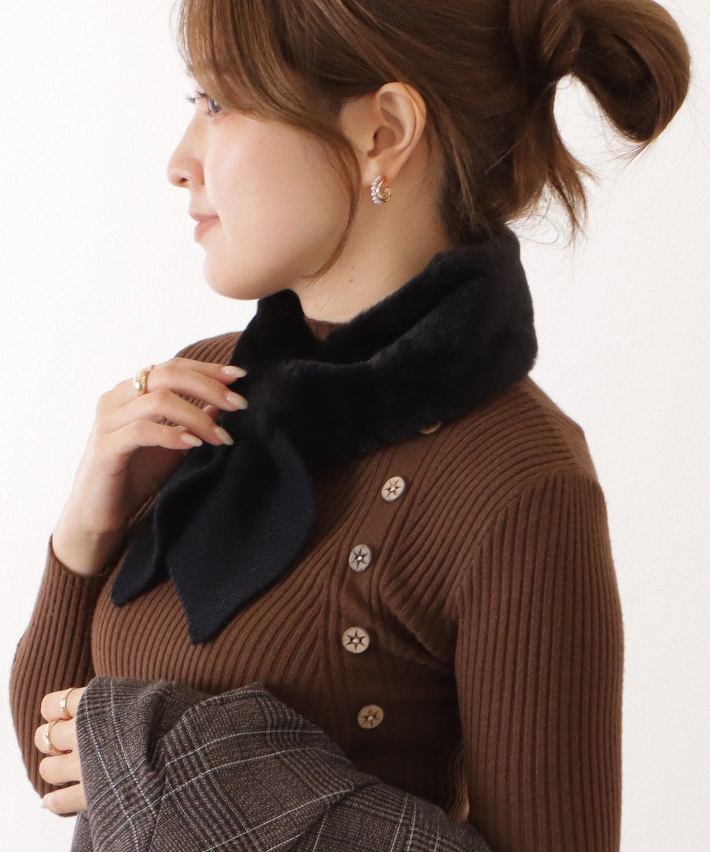 ニットドッキングリボン風ファーティペット