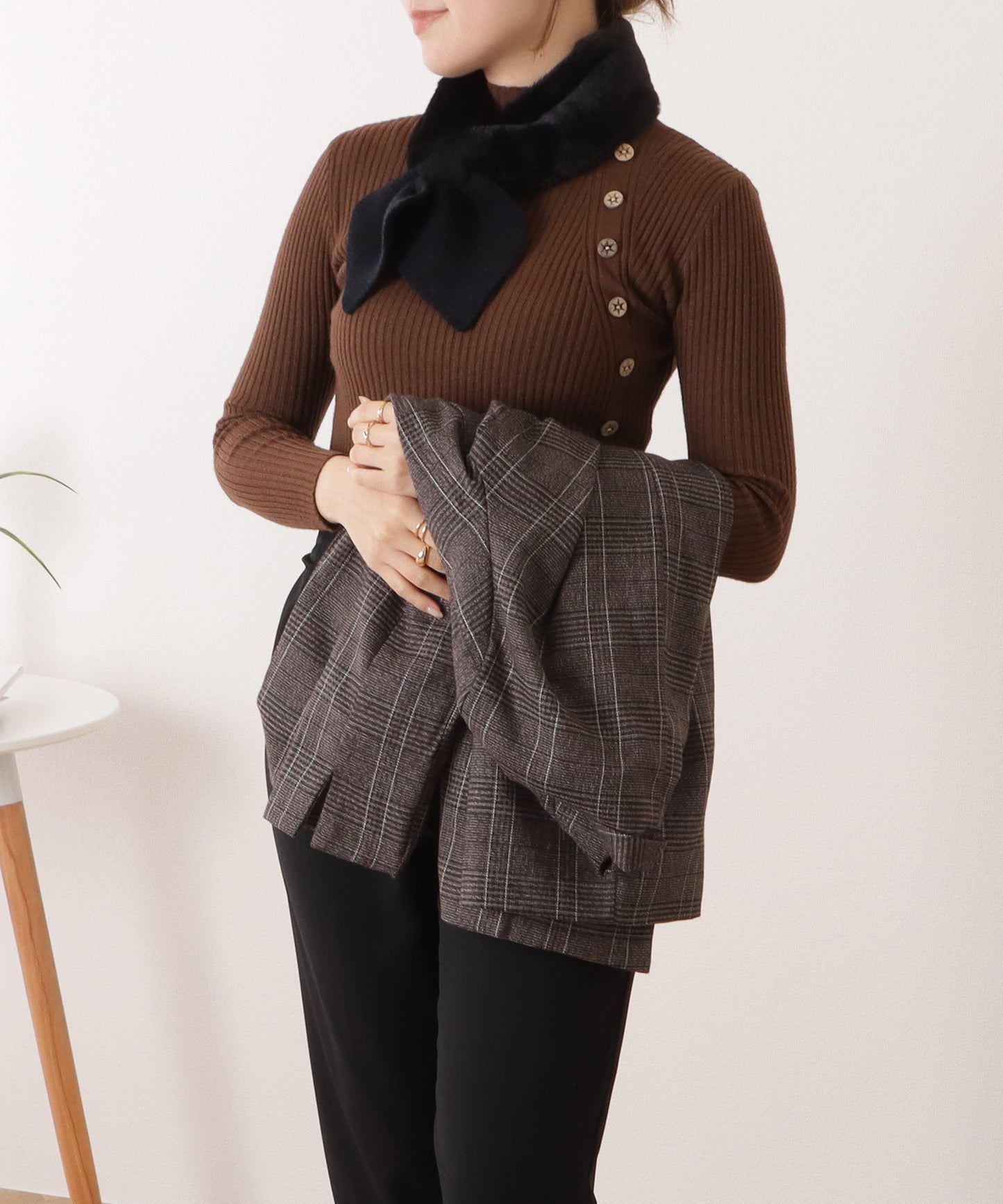 ニットドッキングリボン風ファーティペット