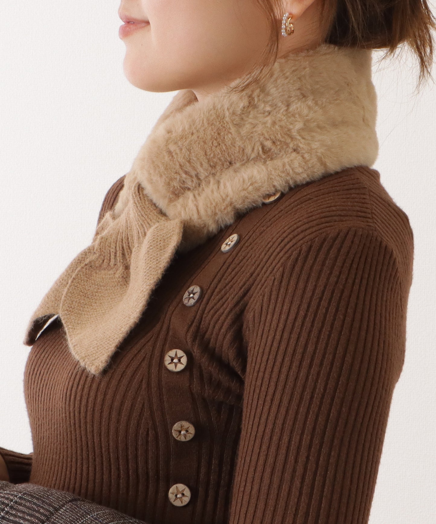 ニットドッキングリボン風ファーティペット