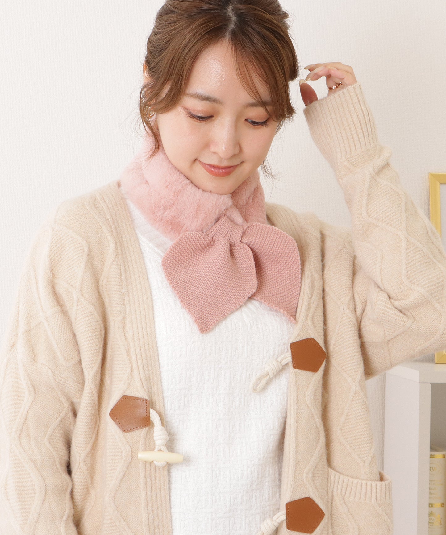 ニットドッキングリボン風ファーティペット