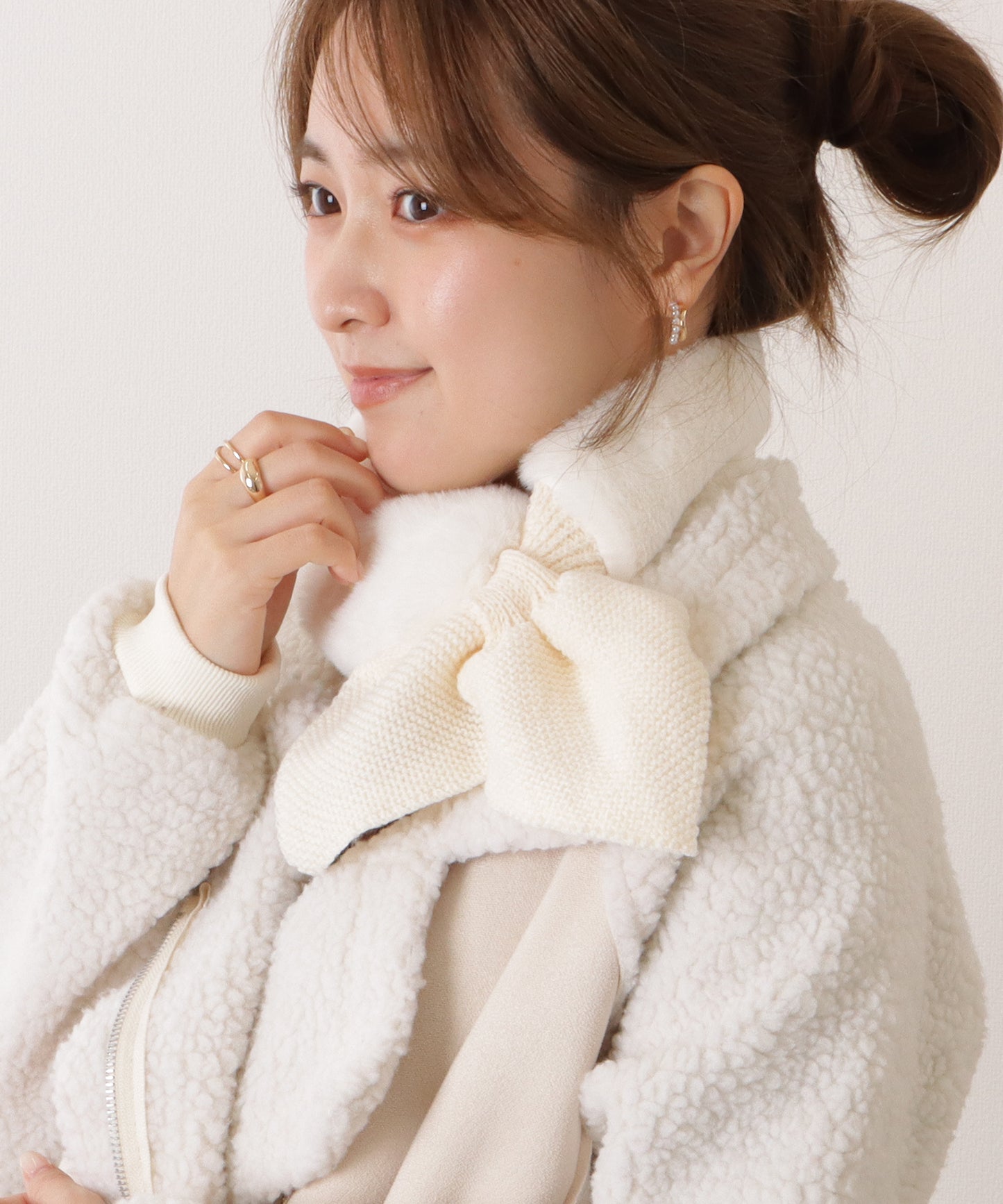 ニットドッキングリボン風ファーティペット