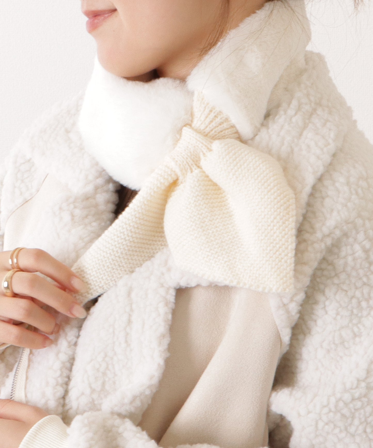 ニットドッキングリボン風ファーティペット