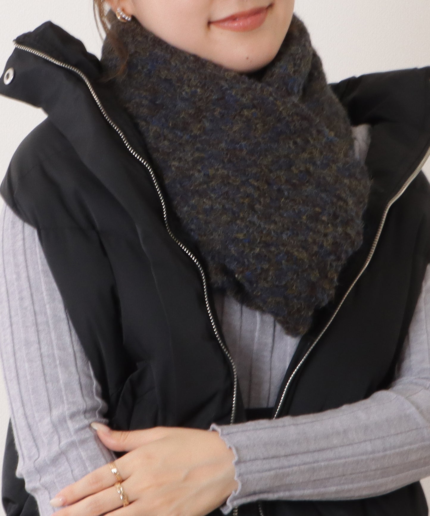 ミックスカラー厚手ニットマフラー