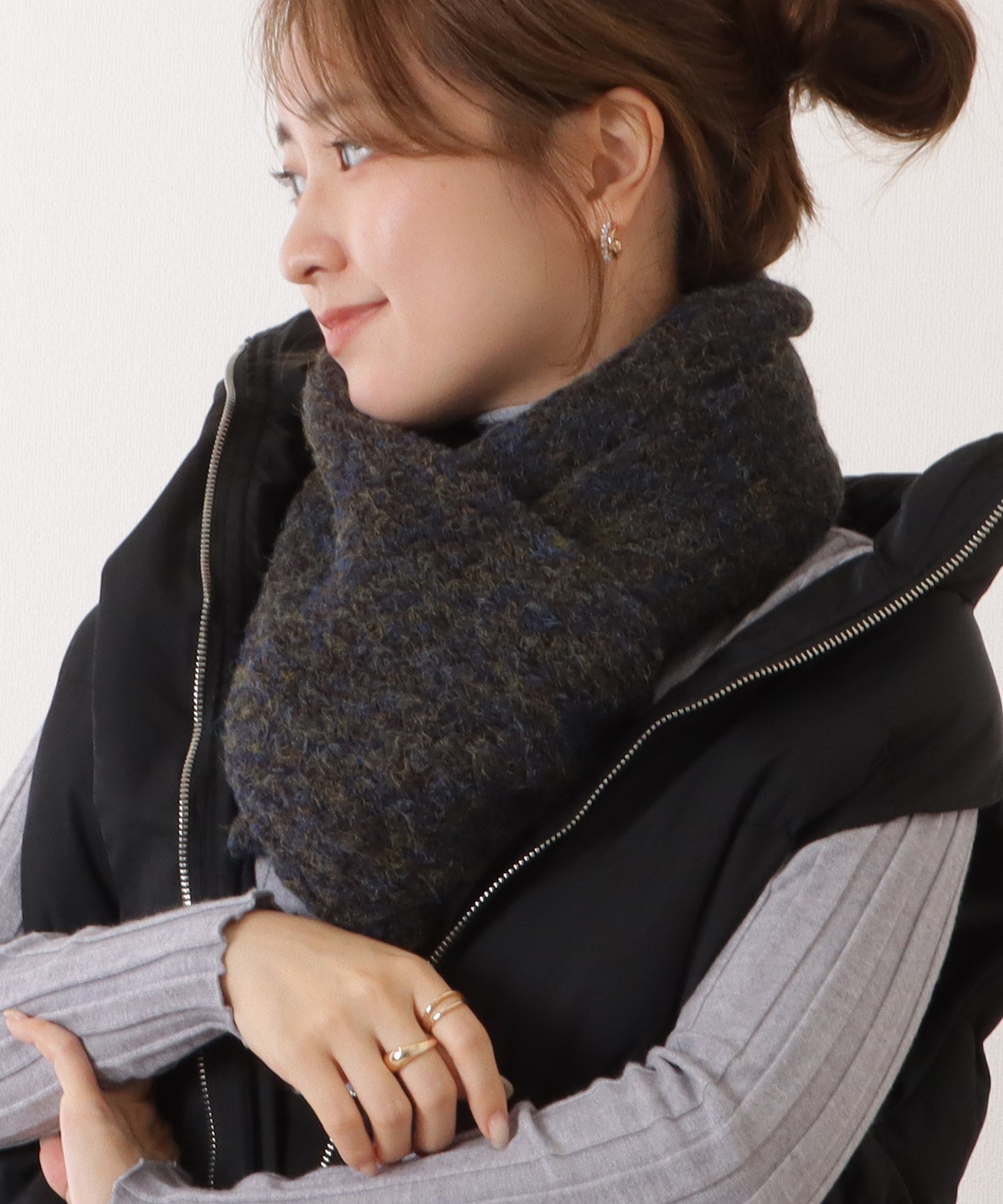 ミックスカラー厚手ニットマフラー