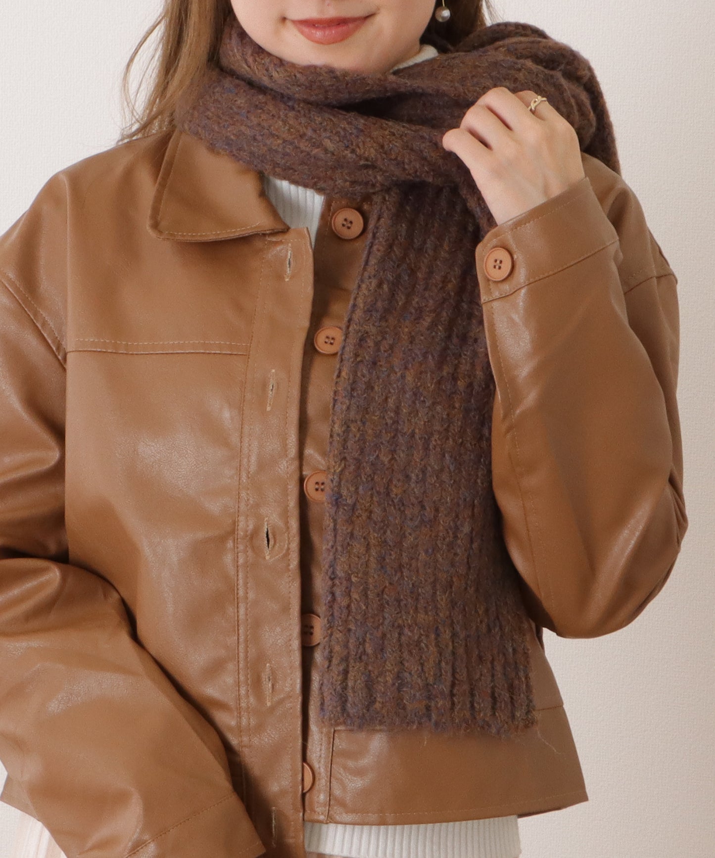 ミックスカラー厚手ニットマフラー