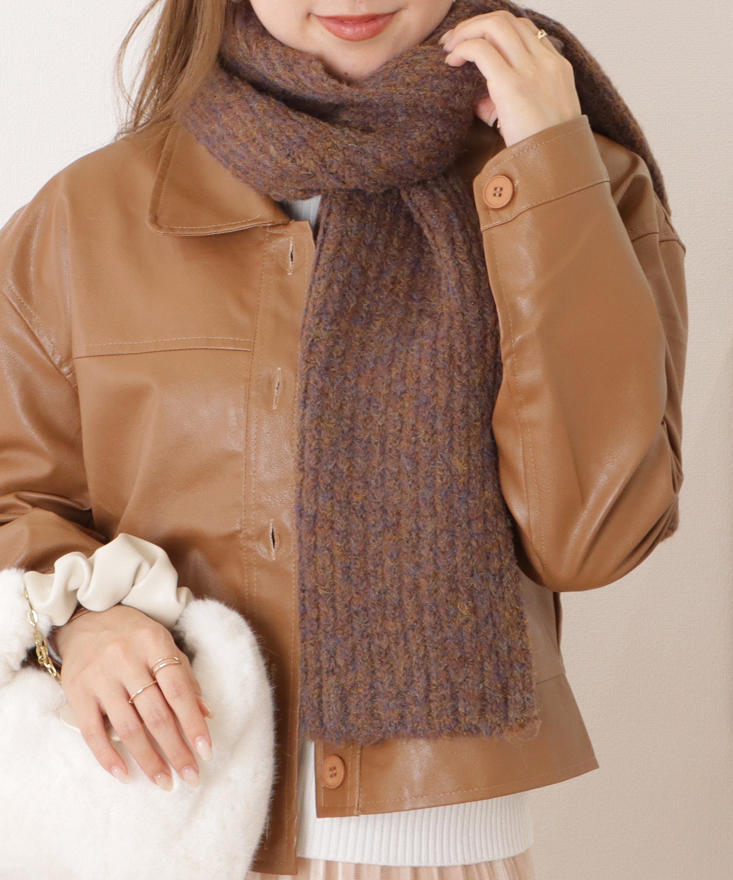 ミックスカラー厚手ニットマフラー