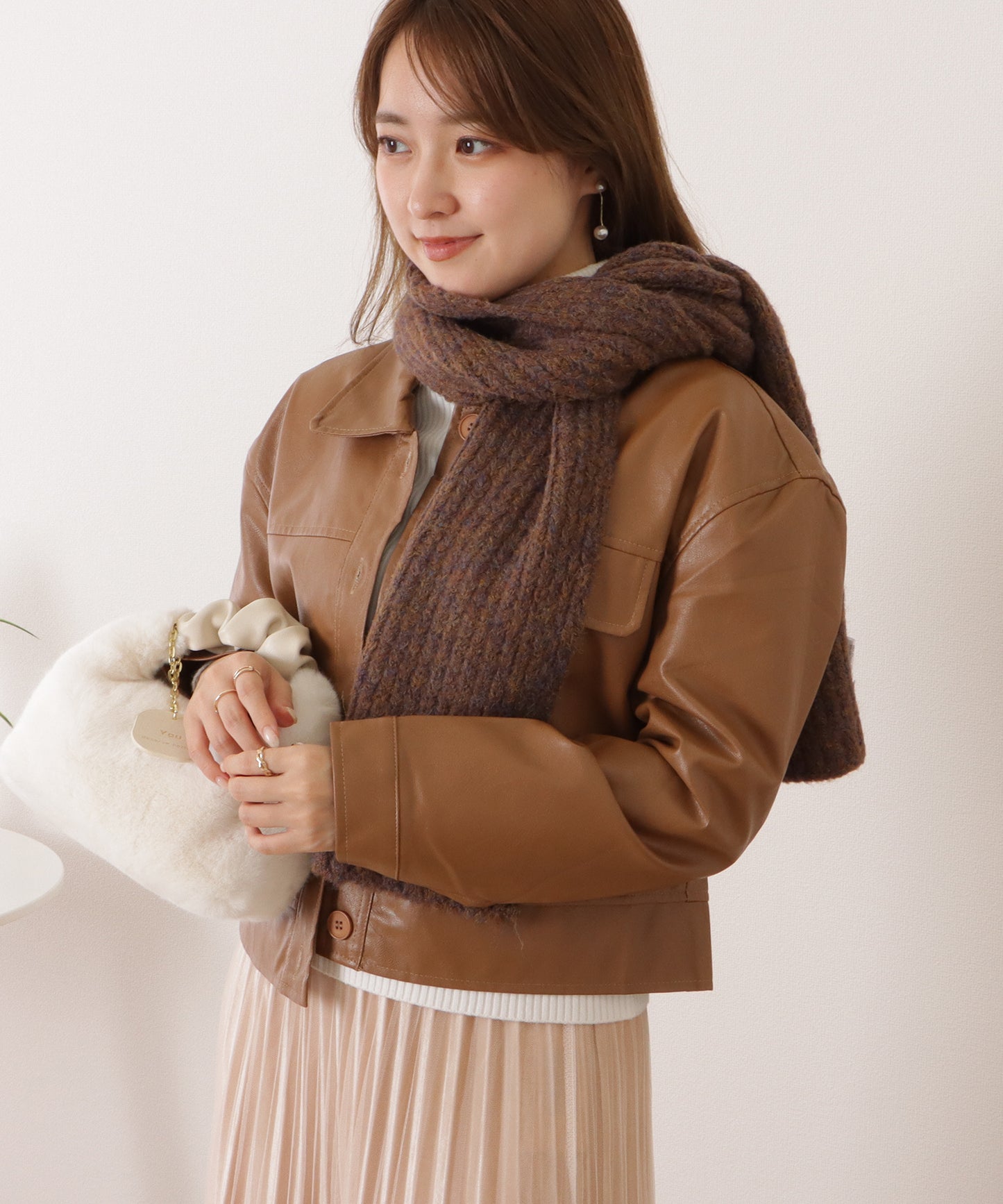 ミックスカラー厚手ニットマフラー