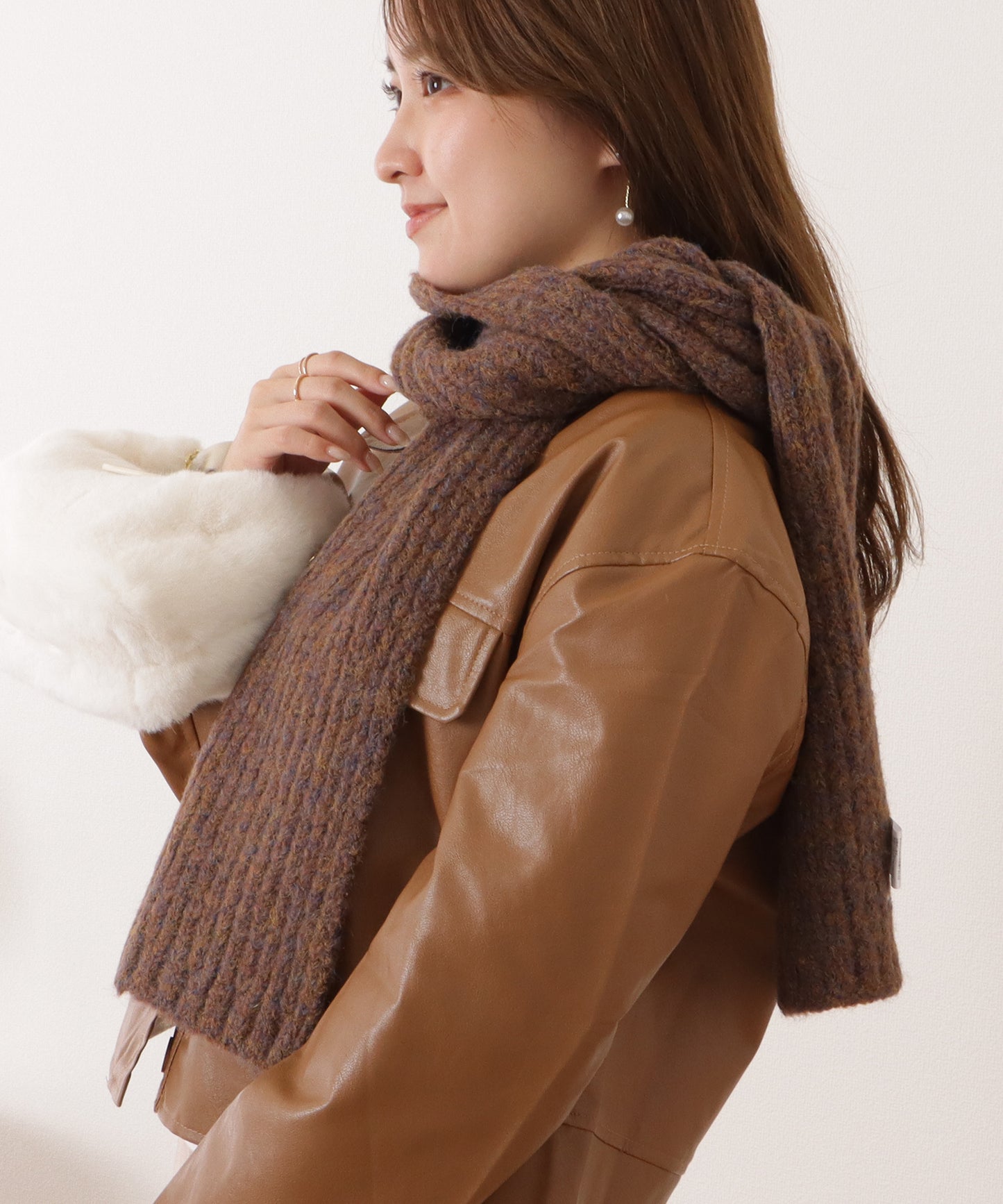 ミックスカラー厚手ニットマフラー