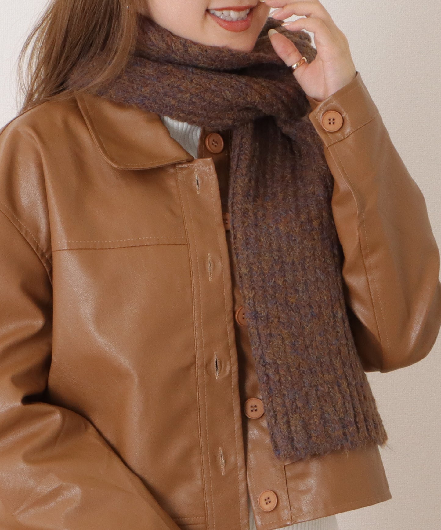 ミックスカラー厚手ニットマフラー