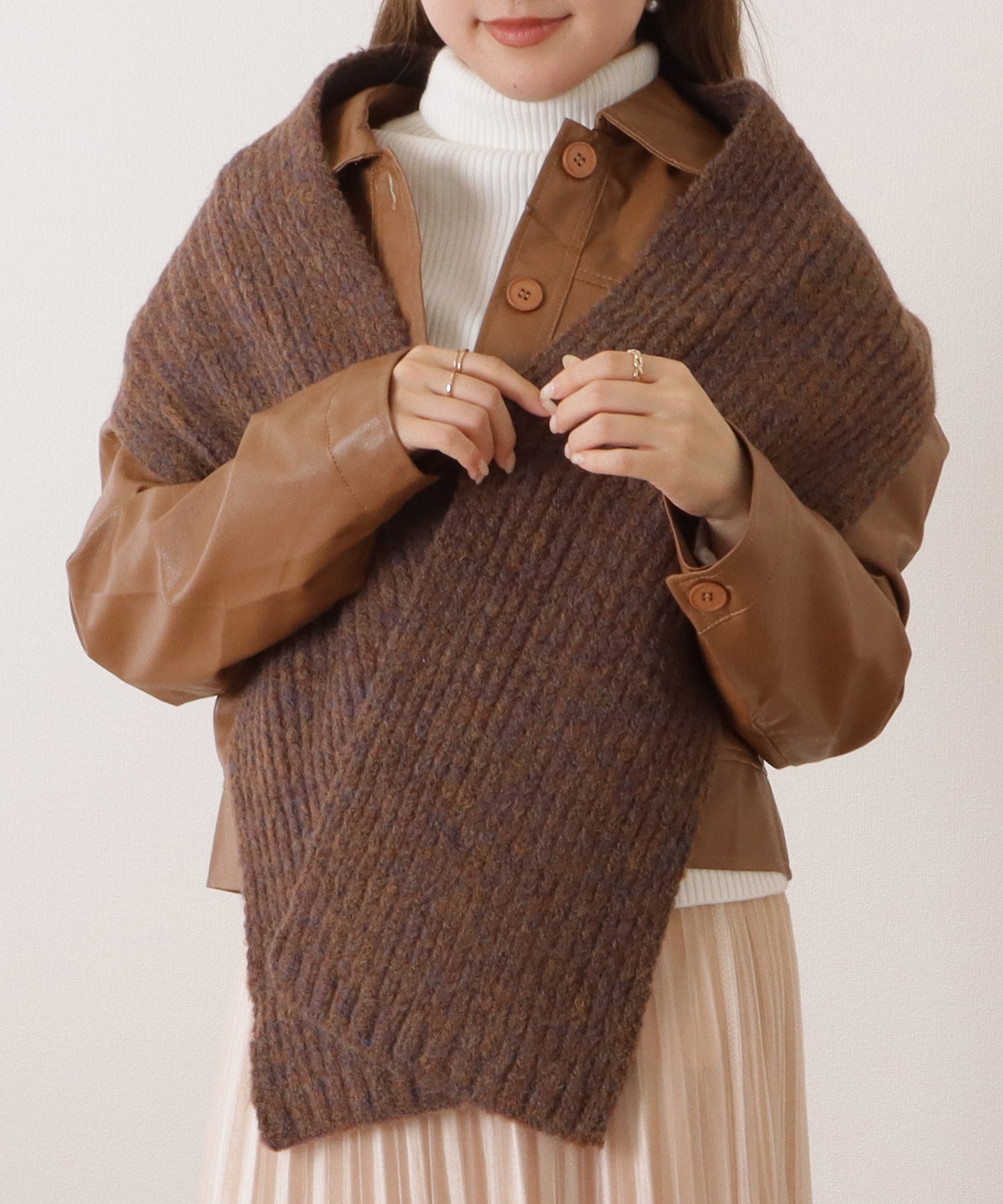 ミックスカラー厚手ニットマフラー