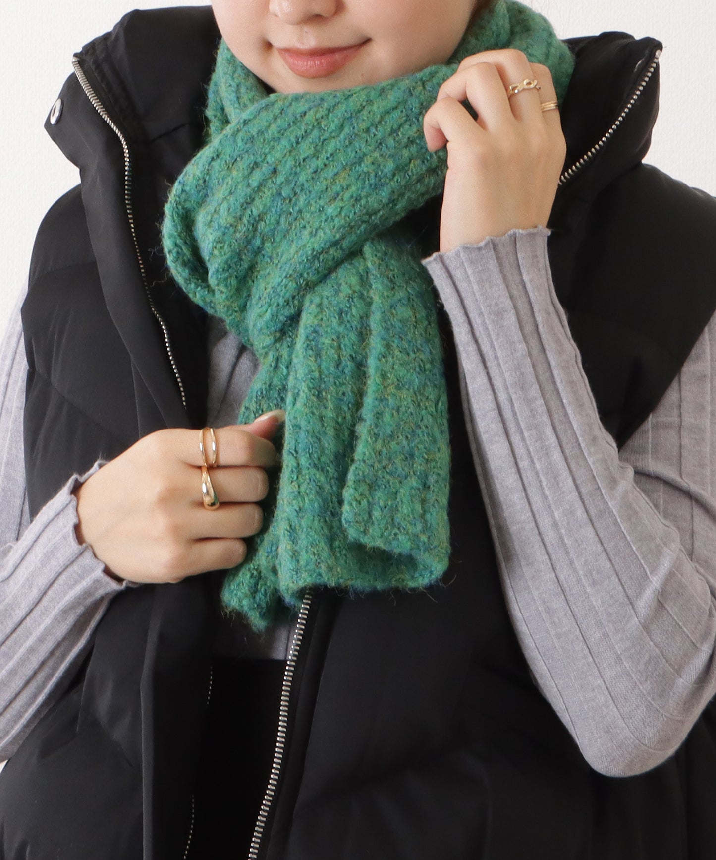 ミックスカラー厚手ニットマフラー