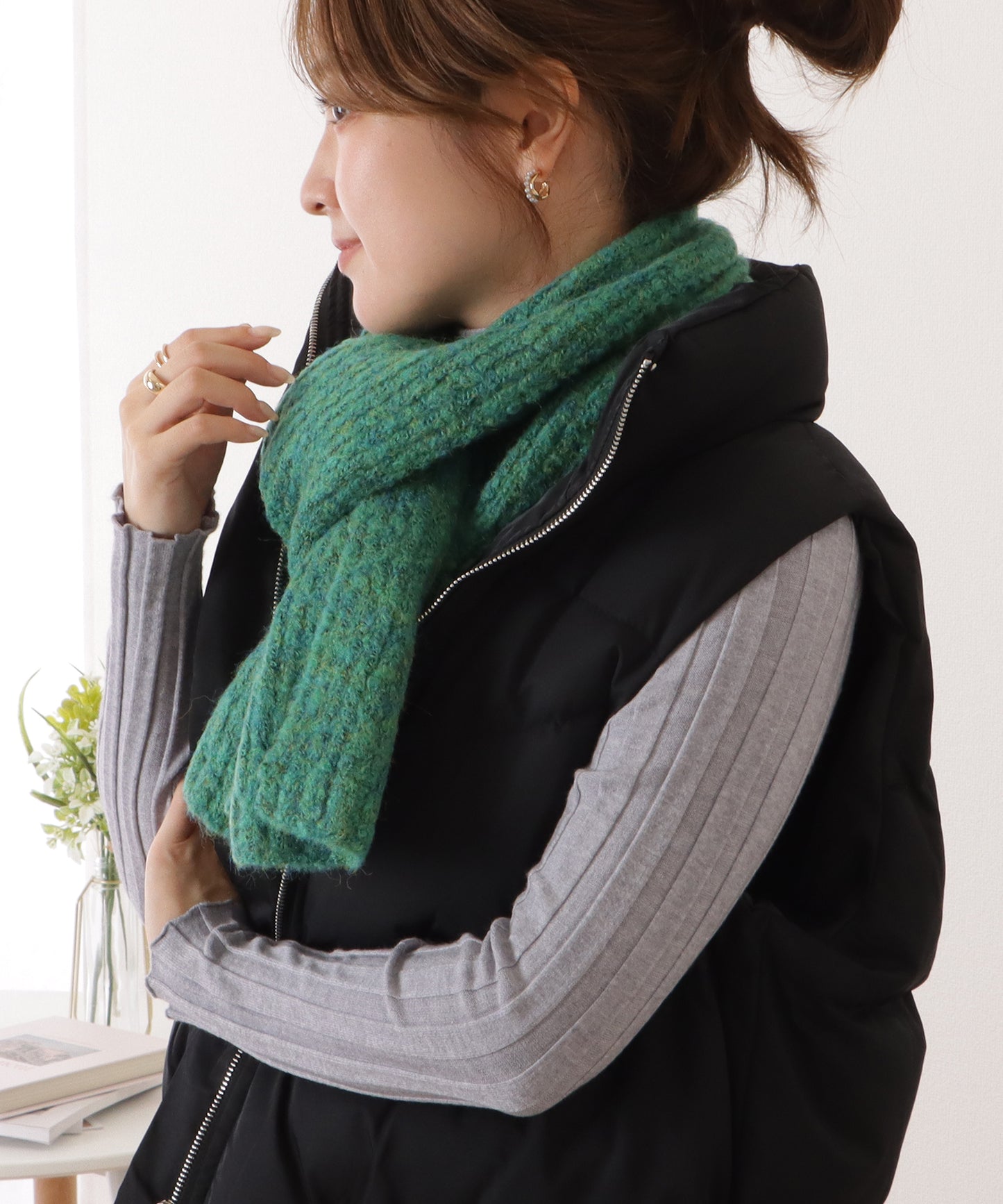 ミックスカラー厚手ニットマフラー