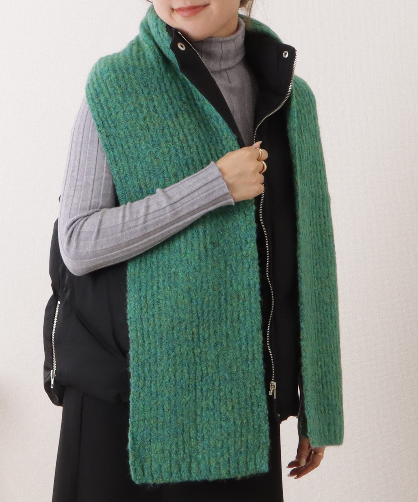 ミックスカラー厚手ニットマフラー