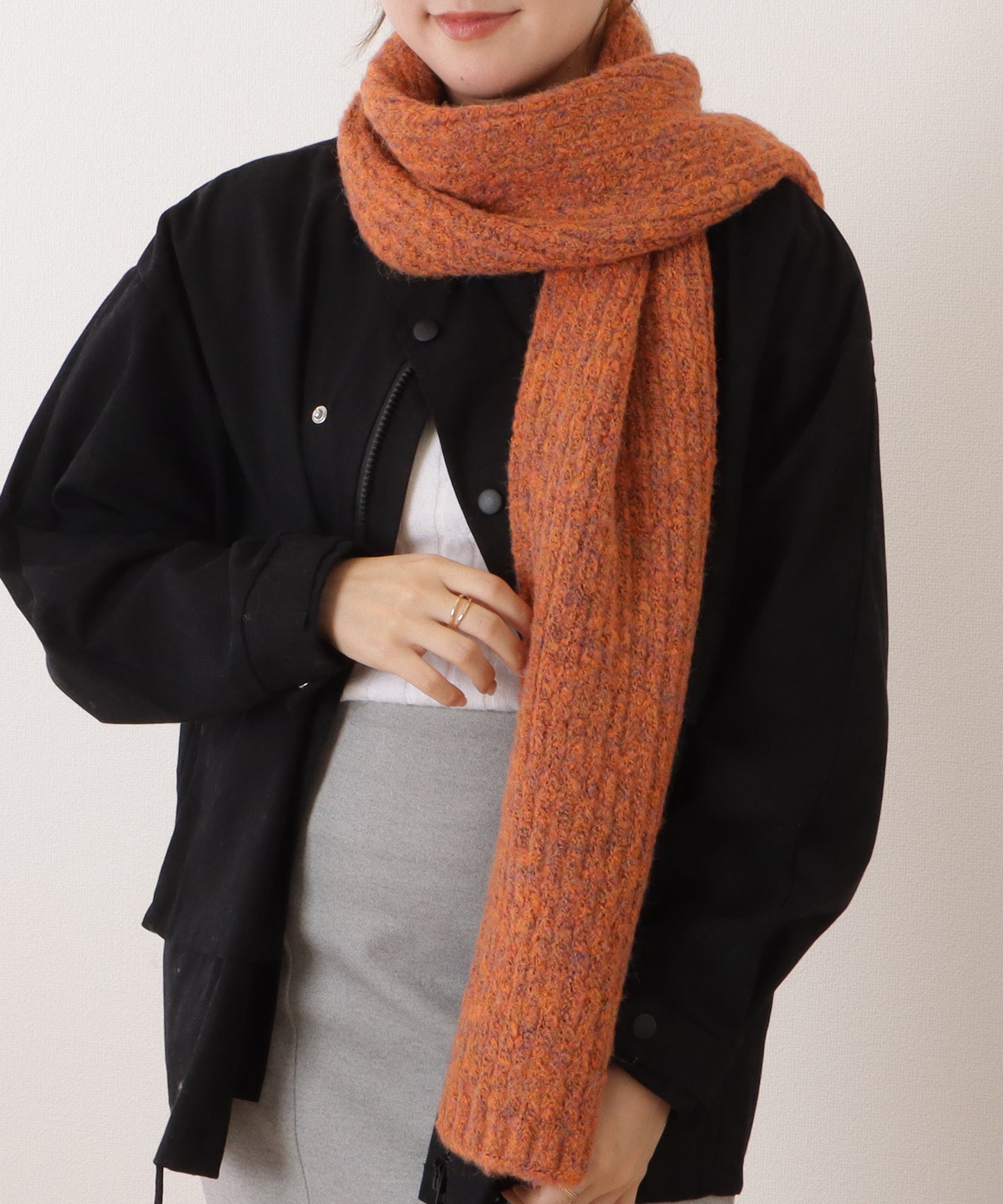 ミックスカラー厚手ニットマフラー