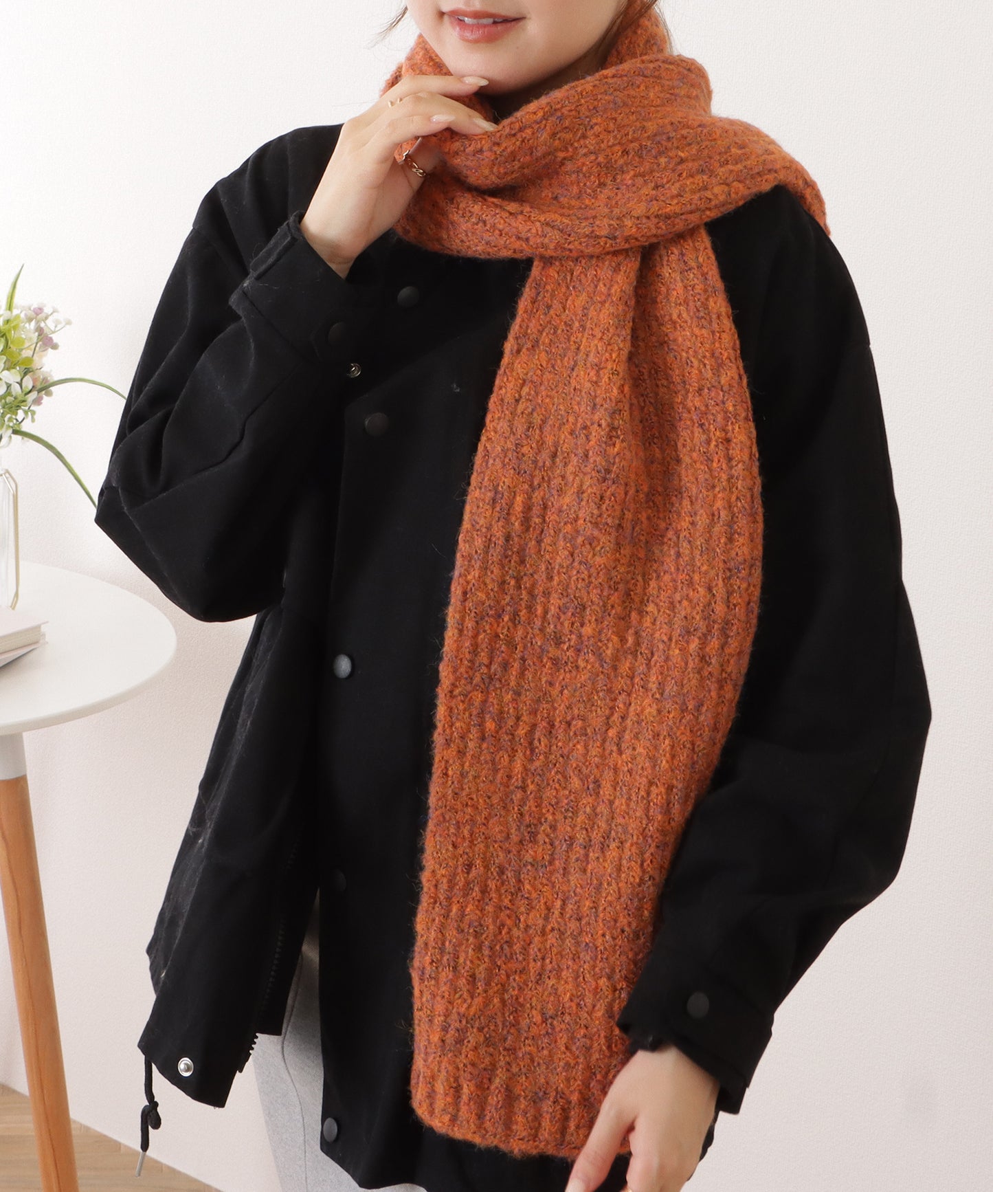 ミックスカラー厚手ニットマフラー