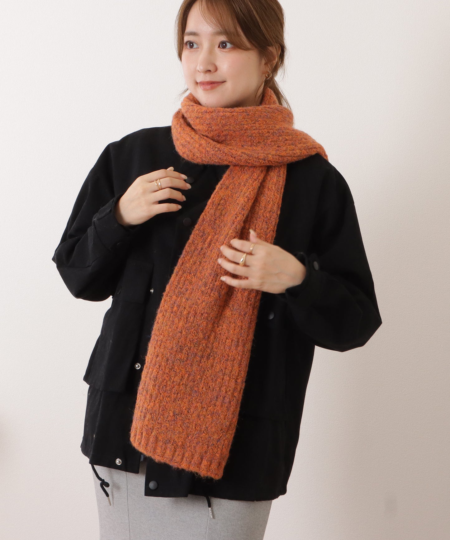 ミックスカラー厚手ニットマフラー