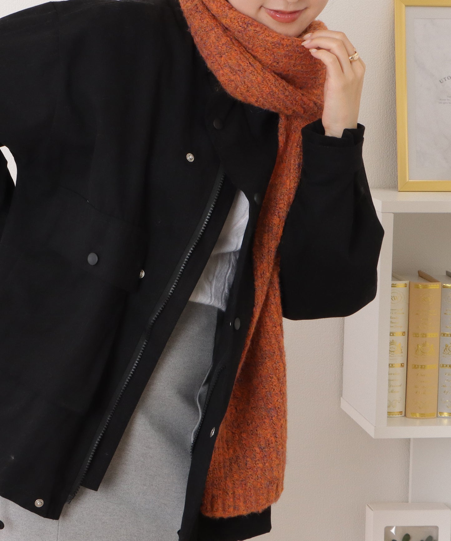 ミックスカラー厚手ニットマフラー