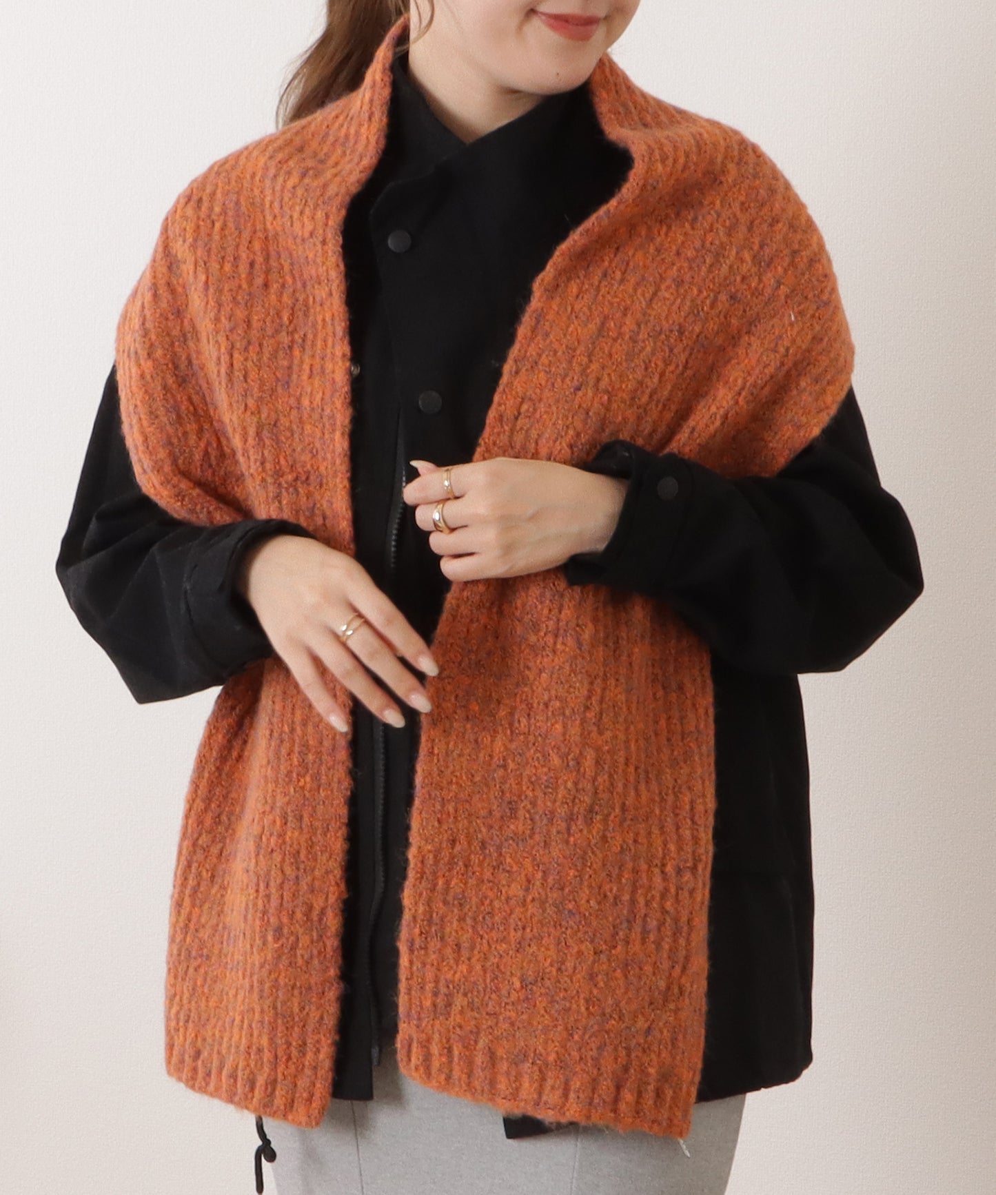 ミックスカラー厚手ニットマフラー