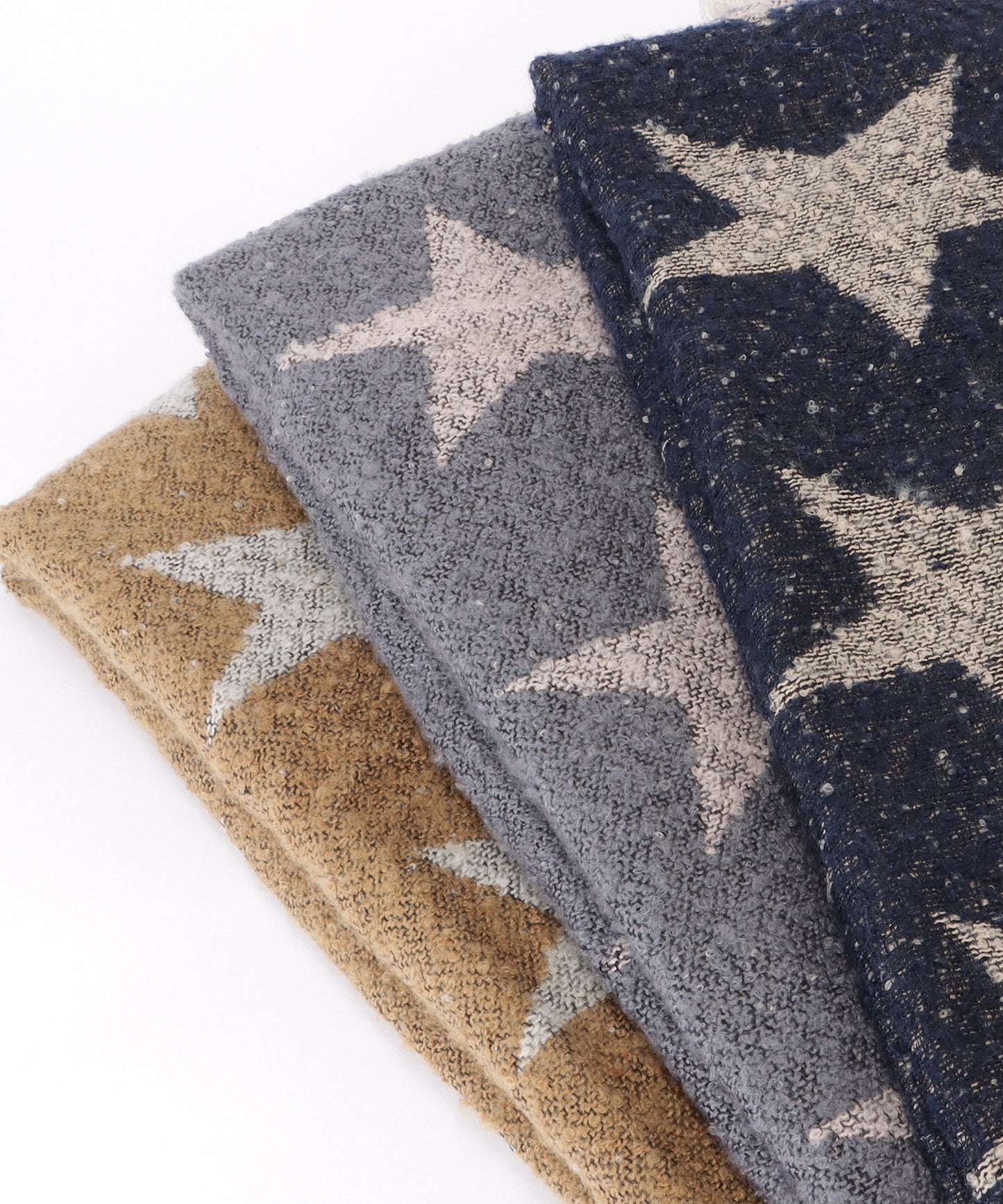 星柄ボリュームフリンジニットマフラー