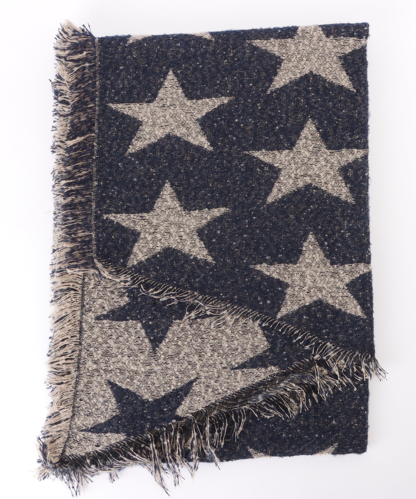 星柄ボリュームフリンジニットマフラー