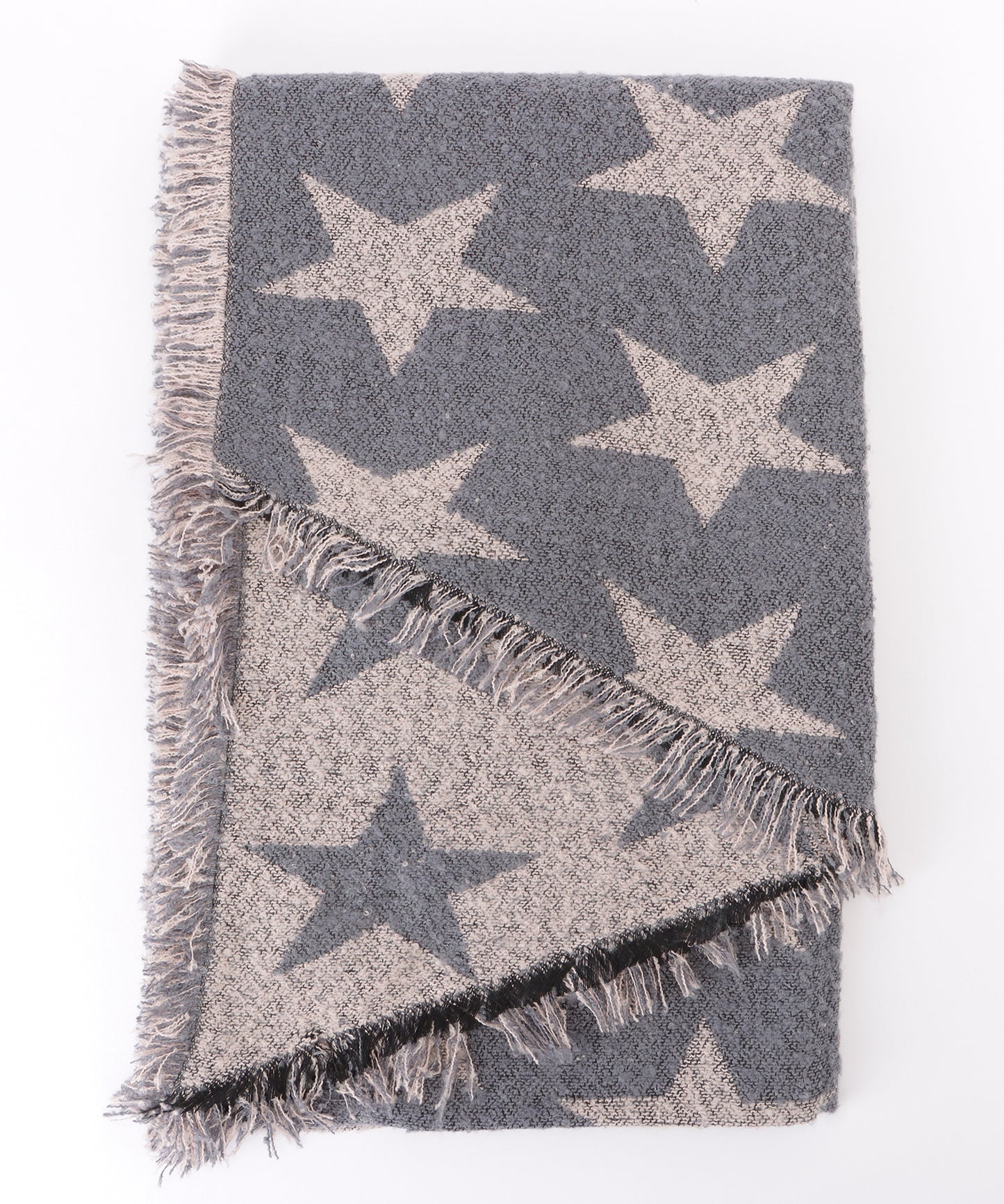 星柄ボリュームフリンジニットマフラー