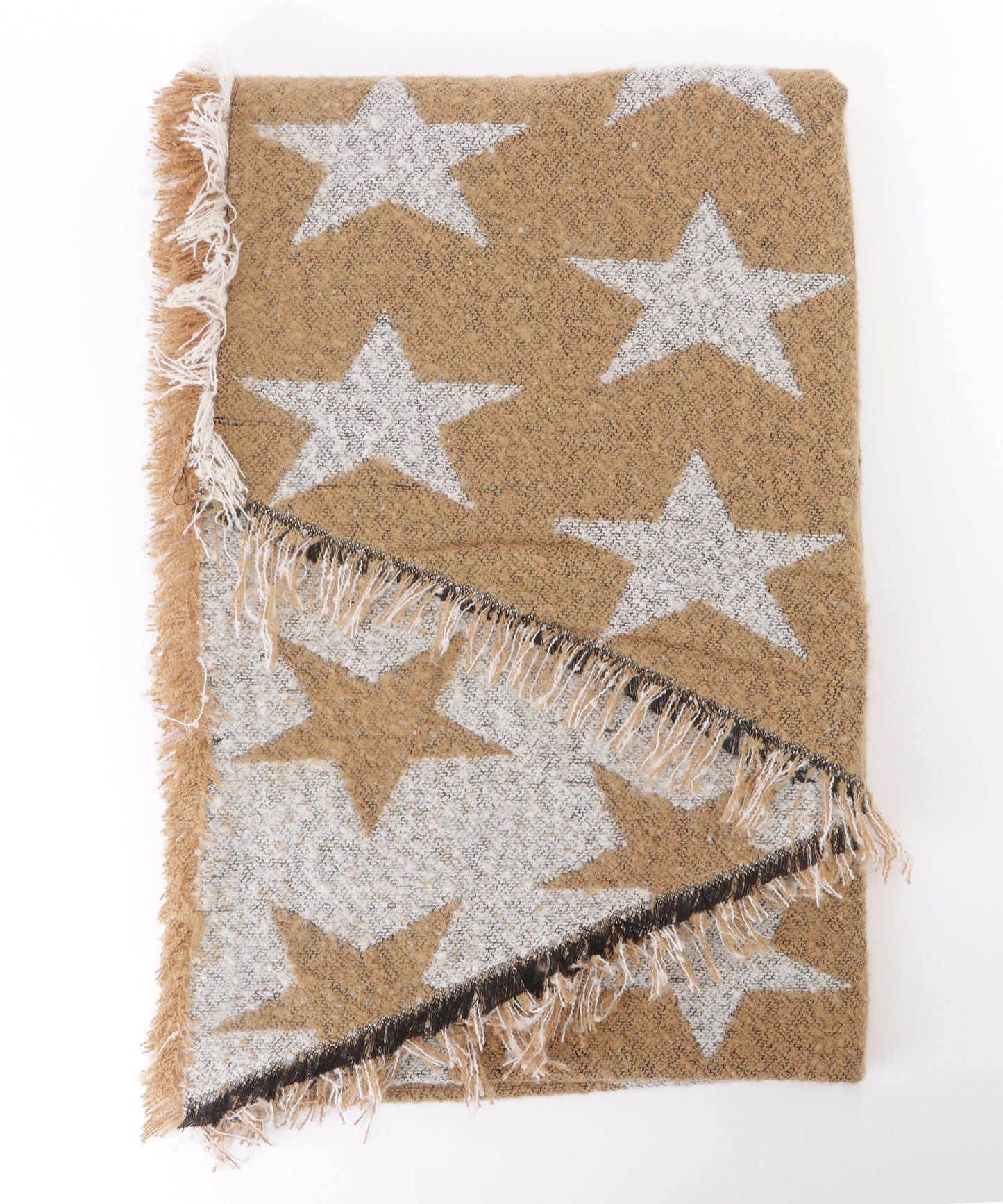 星柄ボリュームフリンジニットマフラー